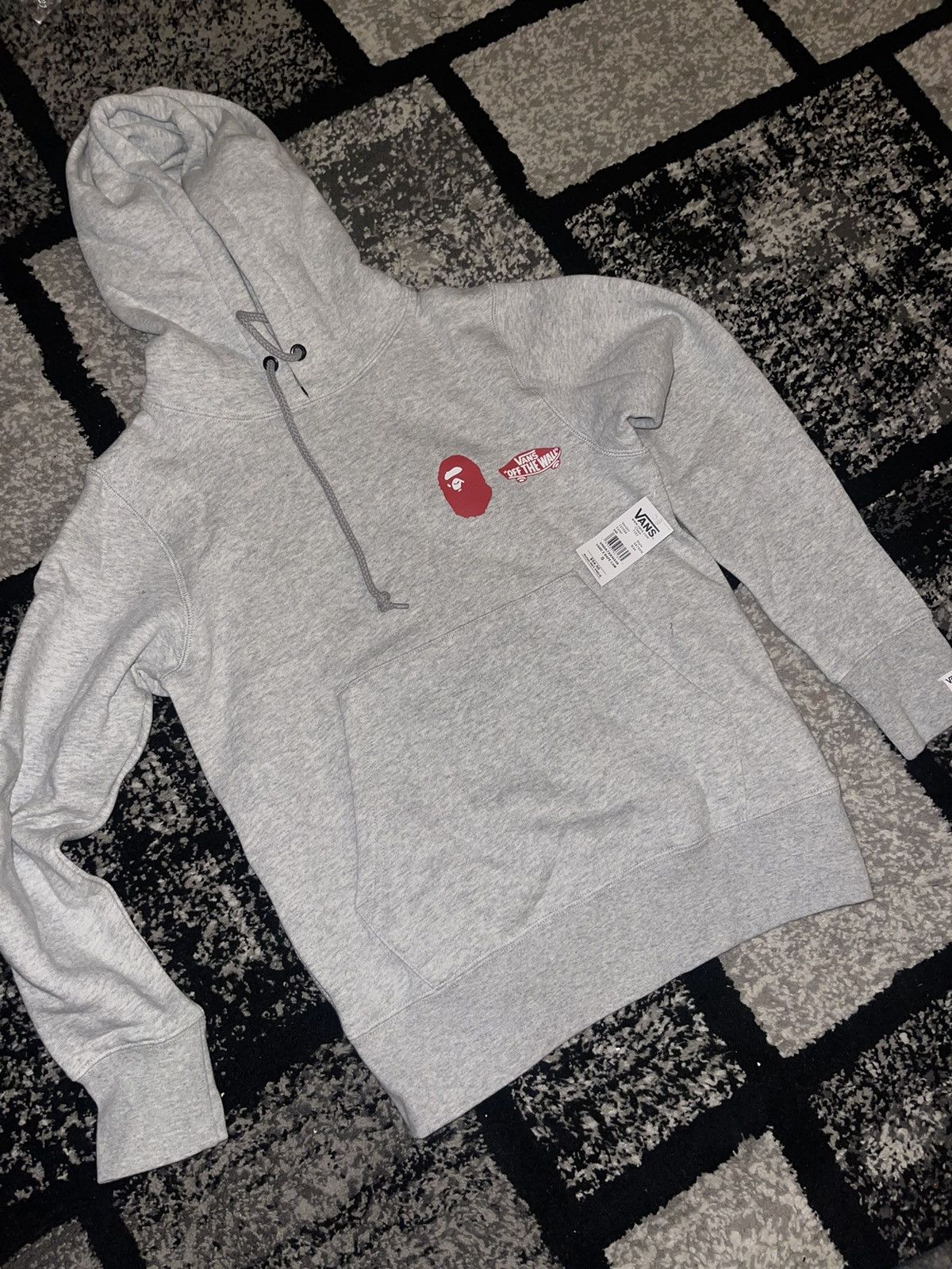 image of Bape x Vans Pullover Hoodie in Grey, Men's (Size Small)