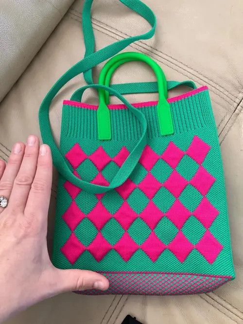 Japanese Brand × Vintage Vintage Crochet Plaid Medium Size Handbag Size ONE SIZE - 3 Thumbnail