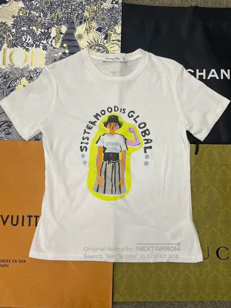Dior Dior White portrait letter printed short sleeves Size M / US 6-8 / IT 42-44 - 1 Thumbnail