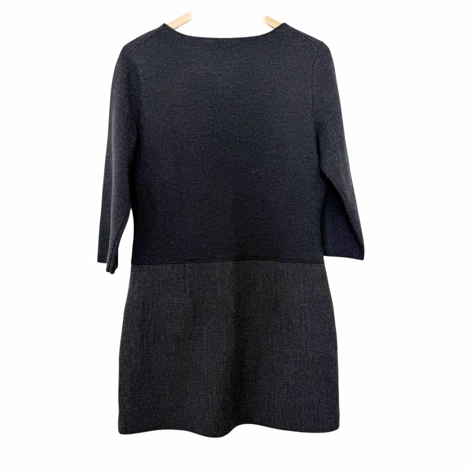 Theory Theory Gray Mixed Media 3/4 Sleeve Plush Tweed Mini Dress 10 Size L / US 10 / IT 46 - 6 Thumbnail