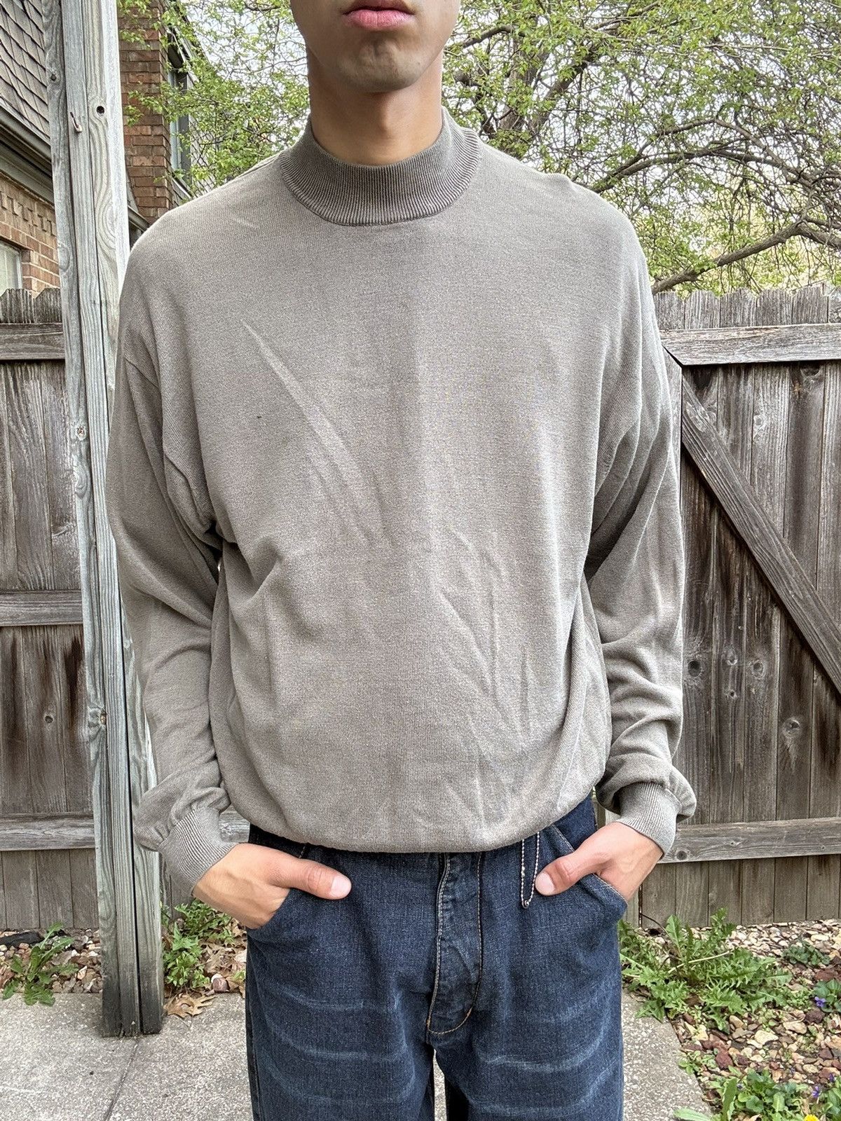 Pronto Uomo Pronto Uomo gray silk blend mock neck pullover sweater Size XL / US 12-14 / IT 48-50 - 2 Thumbnail