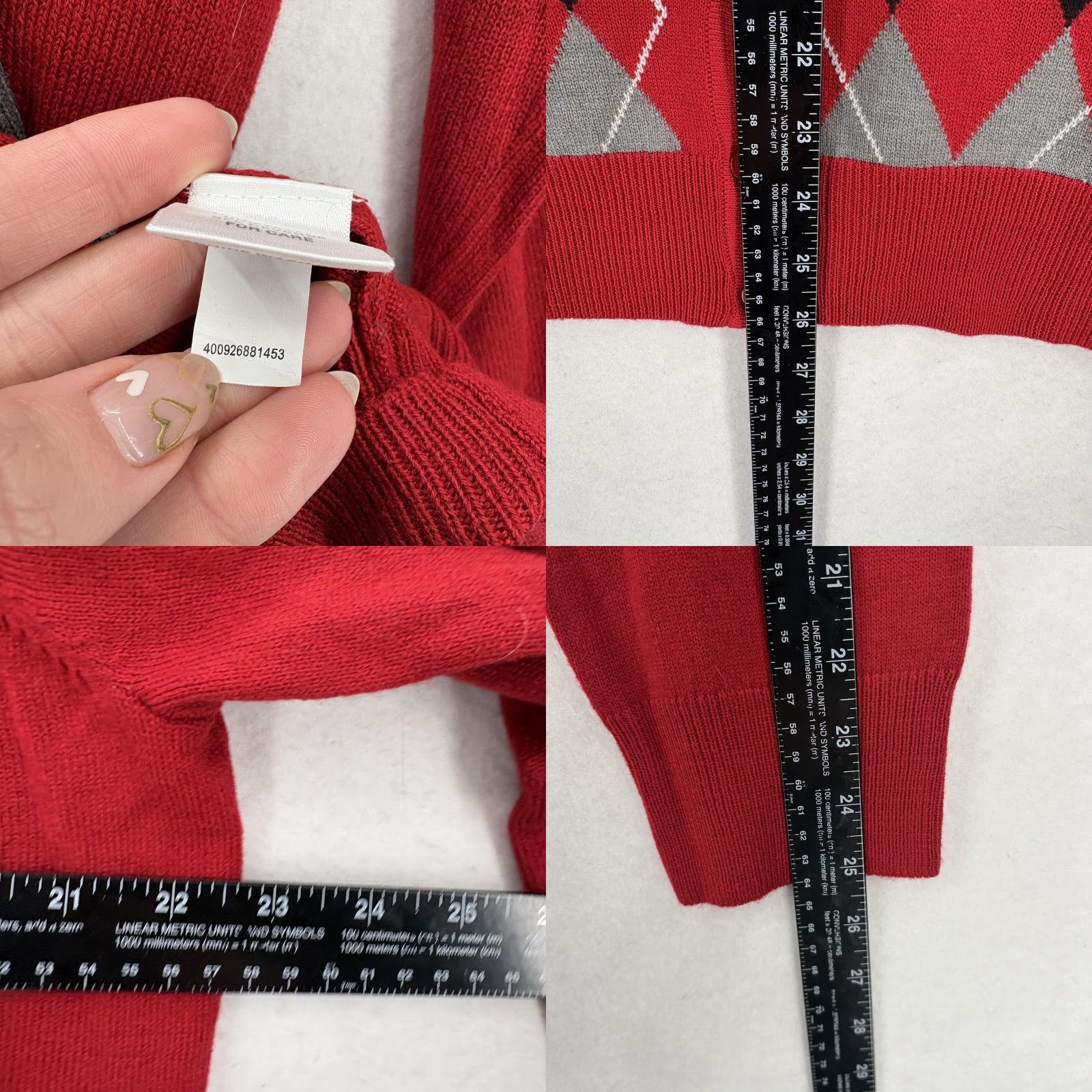 Croft & Barrow Croft & Barrow Cardigan Womens XL Red Argyle Print Button Front Retro Size XL / US 12-14 / IT 48-50 - 8 Thumbnail