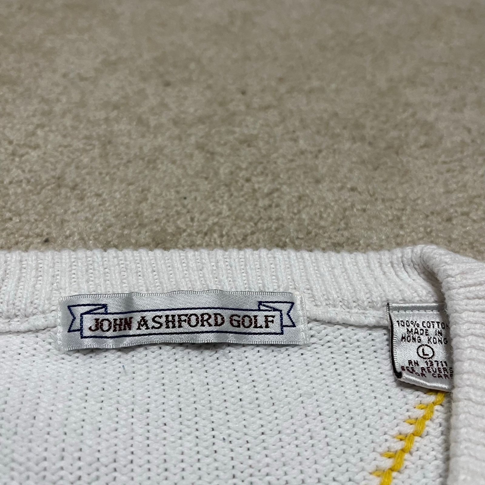 John Ashford Vintage John Ashford Golf Knit Sweater V-Neck Argyle 90s Size US L / EU 52-54 / 3 - 4 Thumbnail