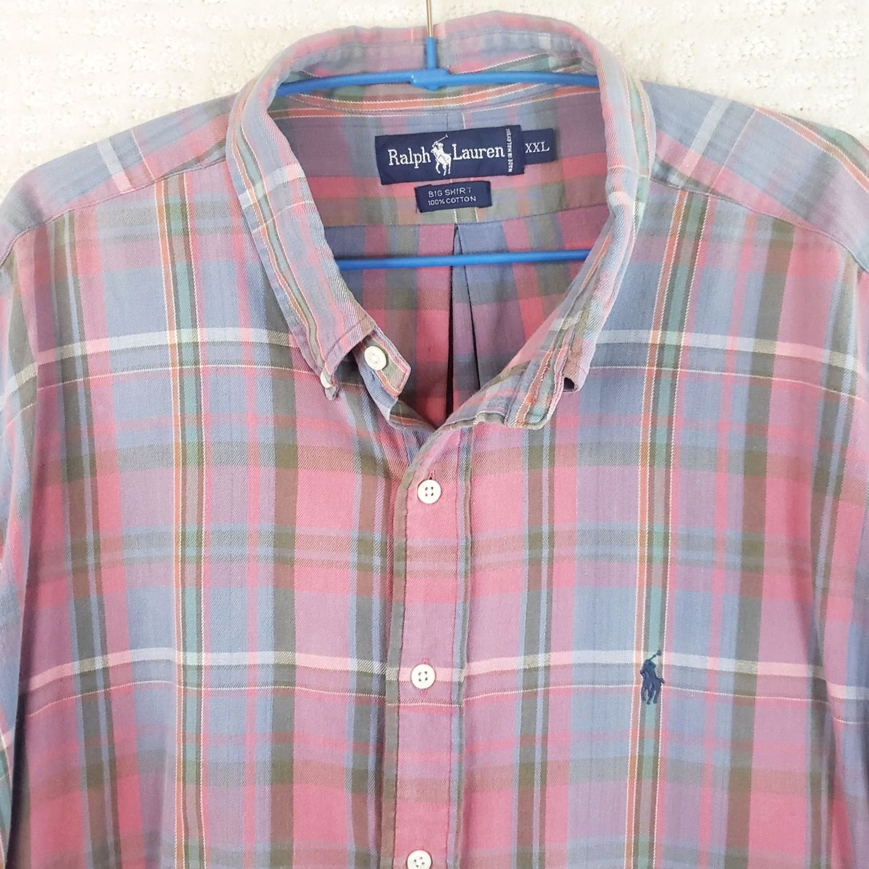 Ralph Lauren Ralph Lauren Button-Up Shirt Men XXL Pink Blue Gray Plaid Logo Size US XXL / EU 58 / 5 - 3 Thumbnail