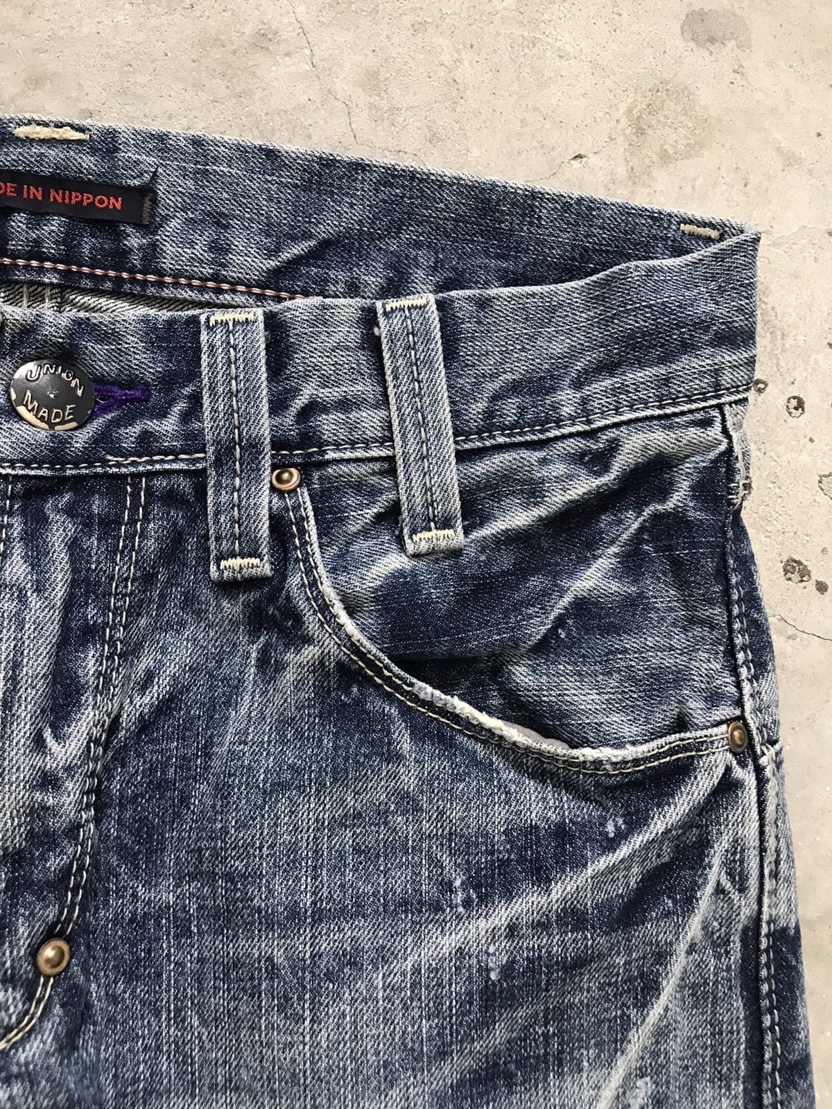 Japanese Brand BLUE WAY Modern Vintage Abstract Back Zipper Pockets Jeans Size US 30 / EU 46 - 8 Thumbnail