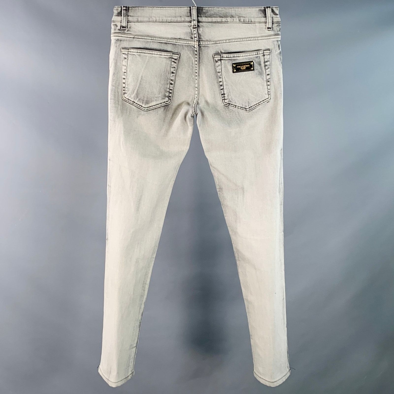 Dolce & Gabbana Size 30 Grey Cotton Blend Twill Skinny Zip Fly Jeans Size US 30 / EU 46 - 3 Thumbnail