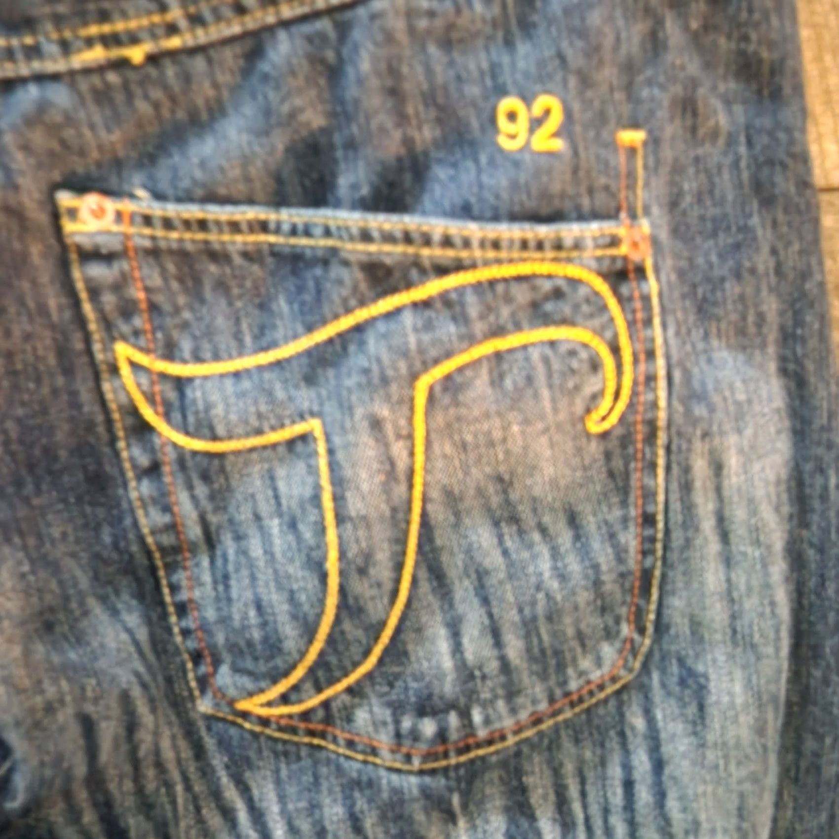 Twisted X Ciano Farmer Jeans Selvedge Denim Twisted Seam Mens 42x35 Loose Fit Multicolor Woodgrain Denim Jeans Mens Waist 42 Inseam 35 Regular Relaxed Size US 42 / EU 58 - 3 Thumbnail