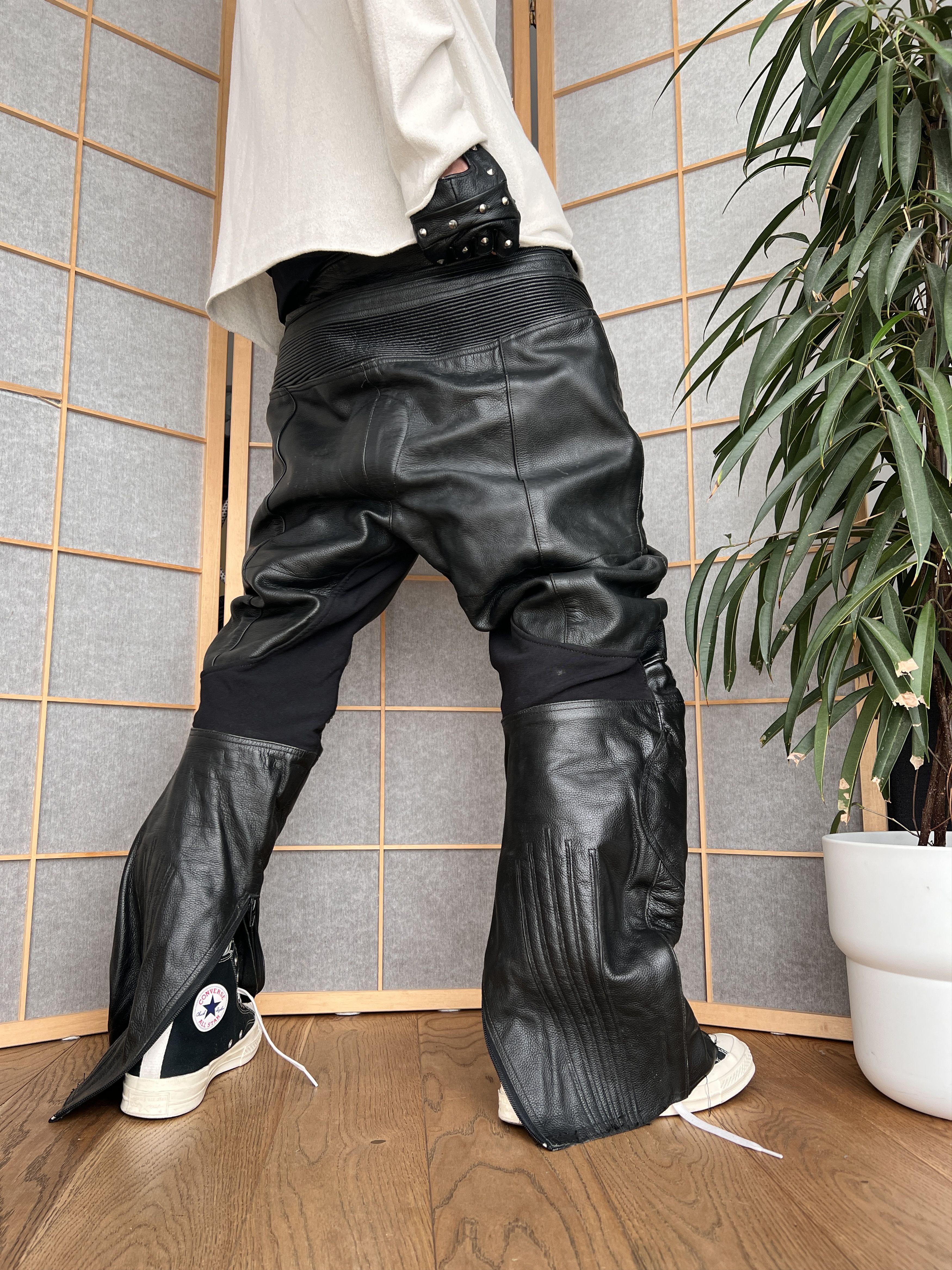 If Six Was Nine CRAZY! Racing leather vintage pants biker avant garde 2000s Size US 34 / EU 50 - 2 Thumbnail