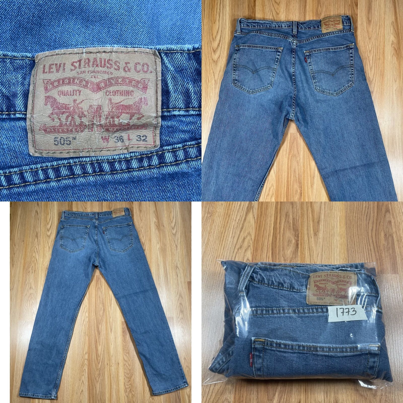 Levi's LEVI'S 505 Straight Leg Jeans Mens 36Wx32L Blue Strauss Stretch Denim Pants Size US 36 / EU 52 - 9 Thumbnail
