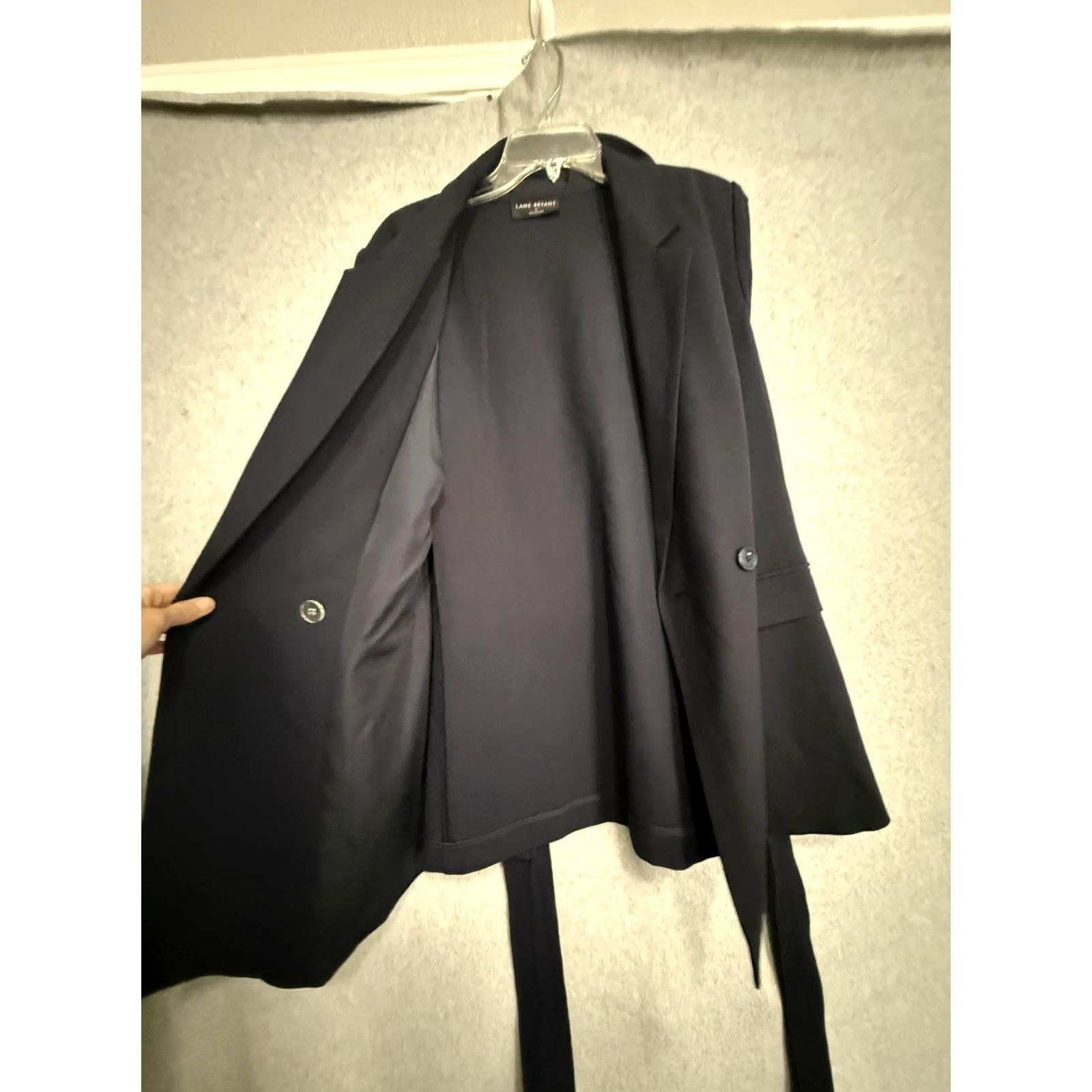 Vintage Lane Bryant Womens Blazer Jacket 18 Navy Blue Belted 2 Button Lined Stretch Plus Size XXL / US 16-18 / IT 52-54 - 7 Thumbnail