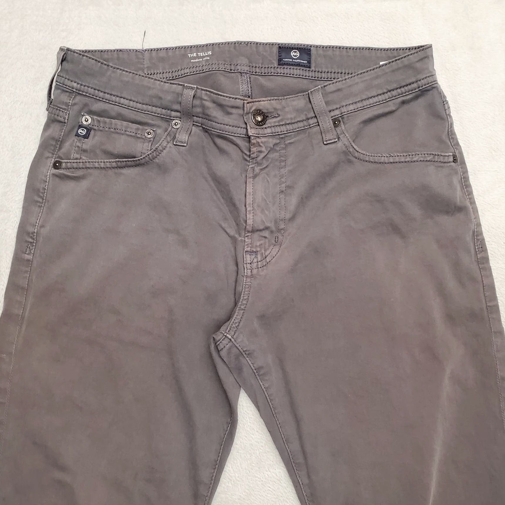 Vintage Adriano Goldschmied Pants Mens 33x34 Gray Tellis Modern Slim Fit Casual Chino Shirt Size US 33 - 2 Thumbnail