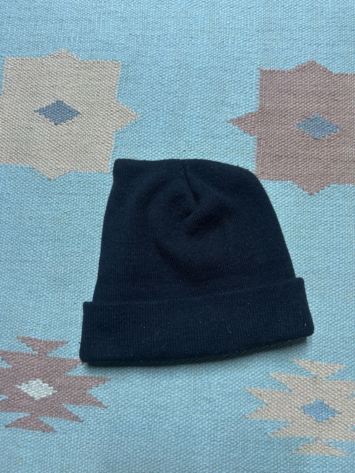 Vintage Vtg acrylic knit beanie Nike swoosh check logo black OSFA Size ONE SIZE - 4 Thumbnail