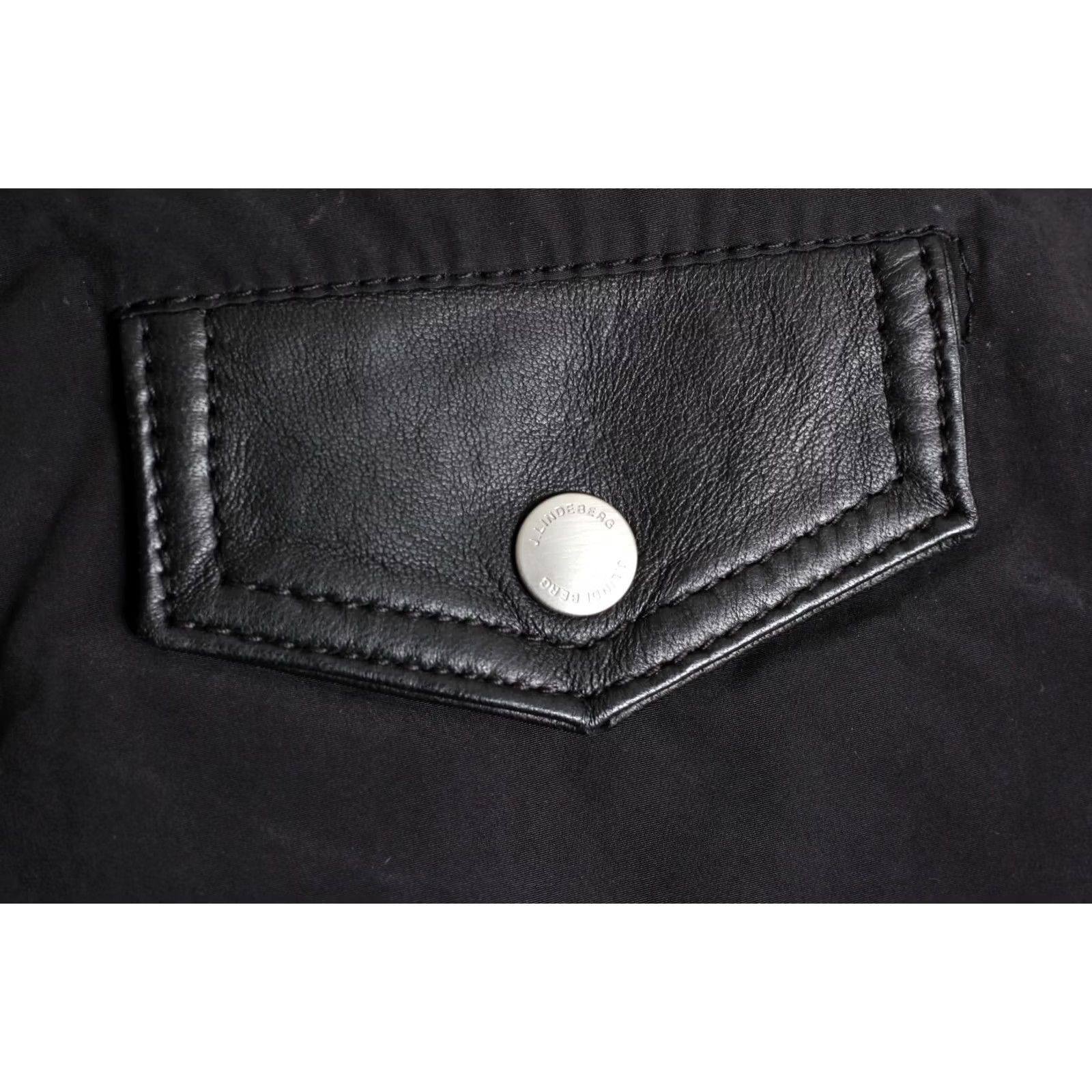 J.Lindeberg J.LINDEBERG Biker Jacket Men XL Lamb Leather Sleeves Collared Zip Short Black MJ4596 Size US XL / EU 56 / 4 - 6 Thumbnail