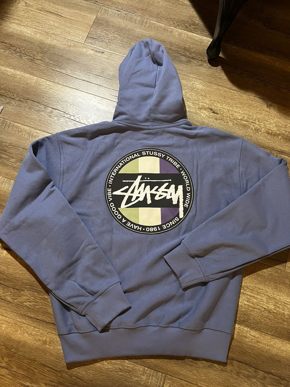 image of Stussy Stüssy Classic Dot Pigment Dyed Zip U Hoodie in Navy, Men's (Size 2XL)