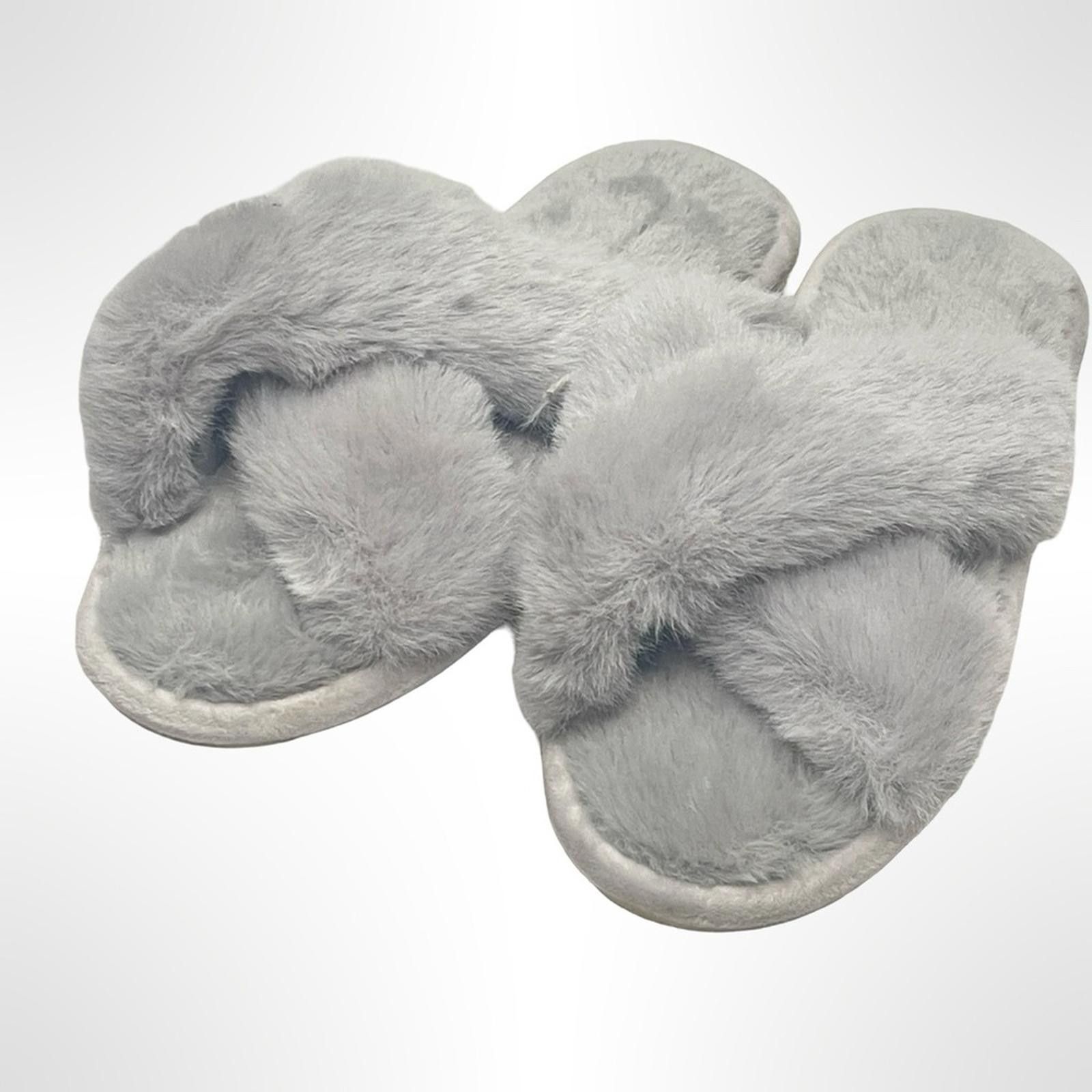 NBDN Nobrandedon Cozy Gray Faux Fur Women's Slippers size L Size US 8 / IT 38 - 3 Thumbnail