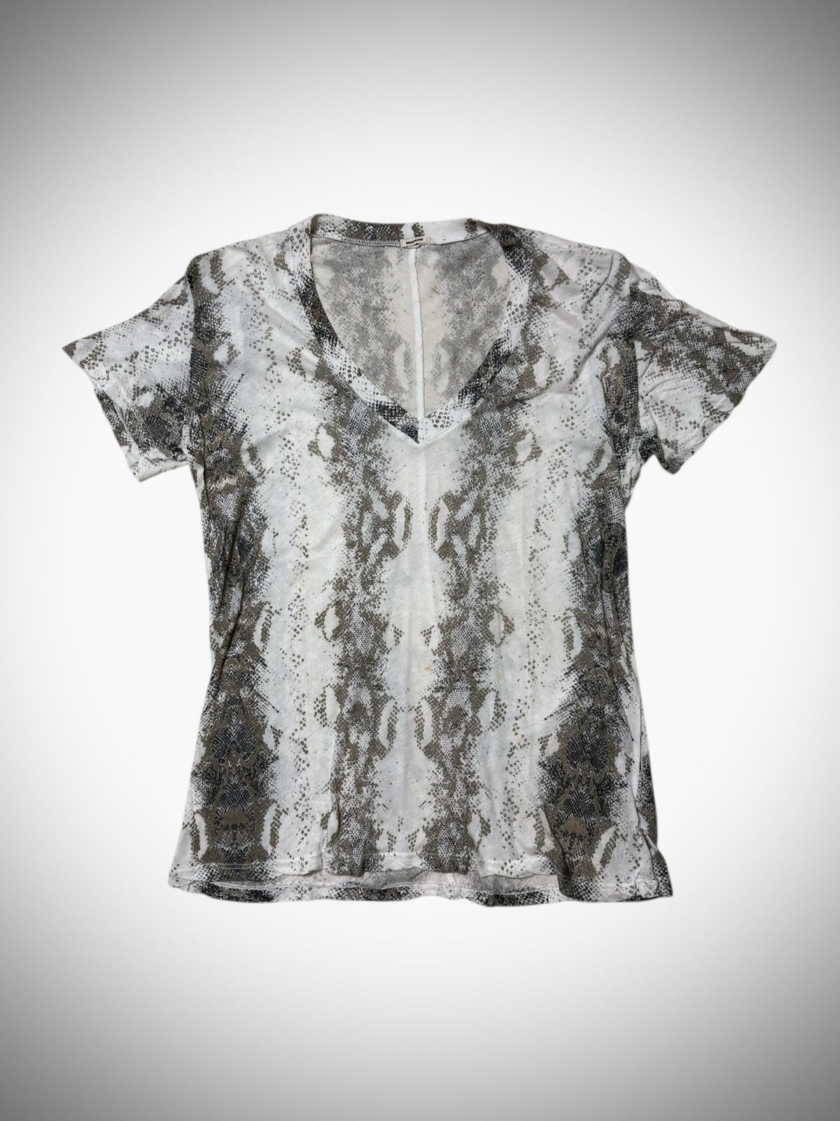 MONROW Monrow - Snakeskin Vneck Short Sleeve Size S / US 4 / IT 40 - 1 Thumbnail