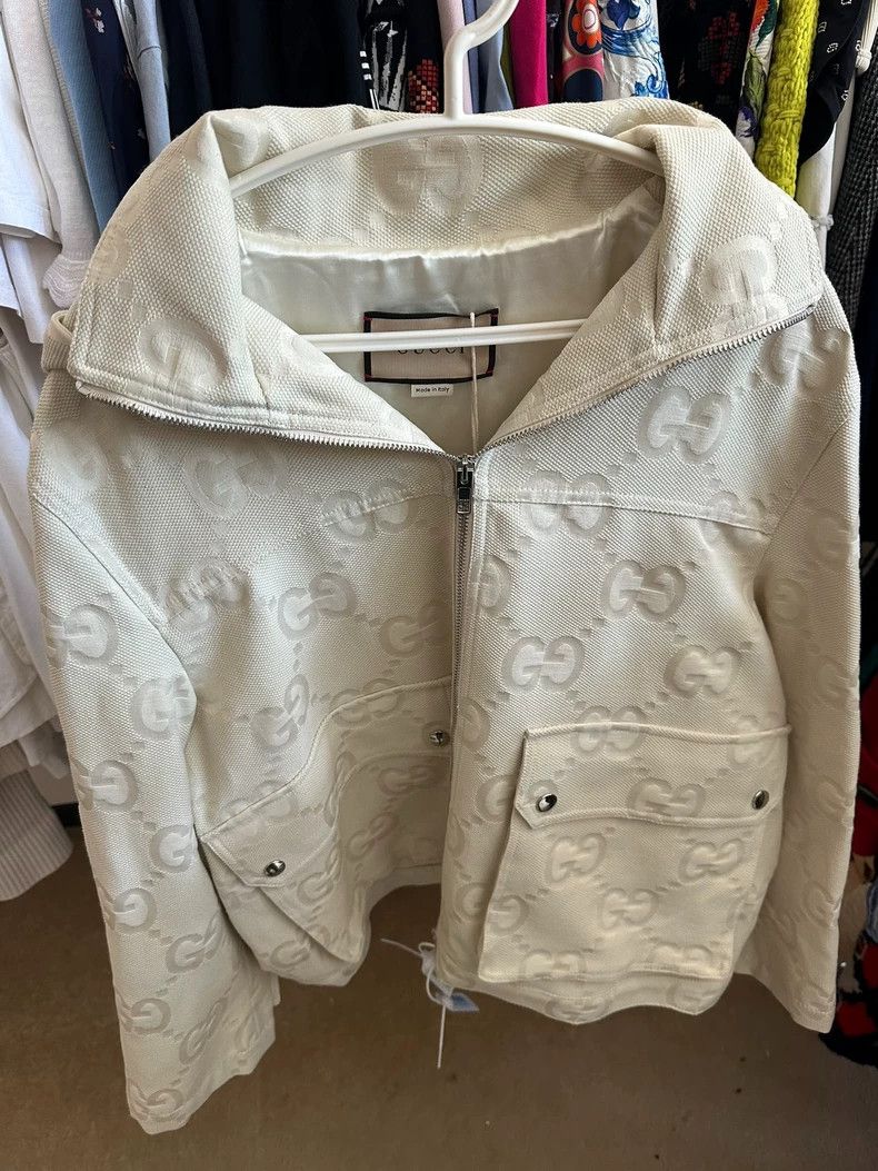 Gucci Gucci Beige Embossed Logo Raincoat Jacket - dmc Size US M / EU 48-50 / 2 - 1 Thumbnail