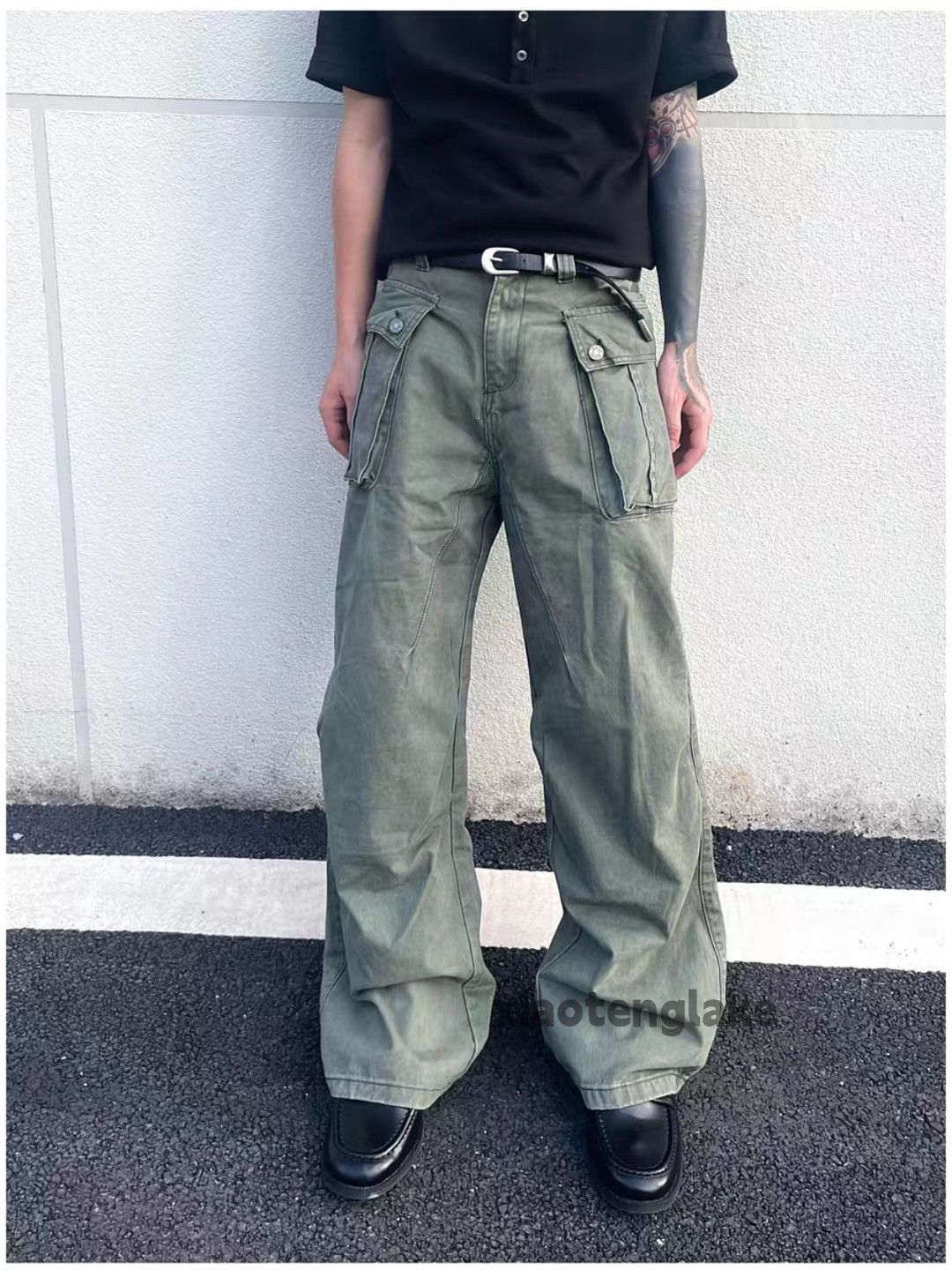 washed faded loose baggy military tactical cargo pants