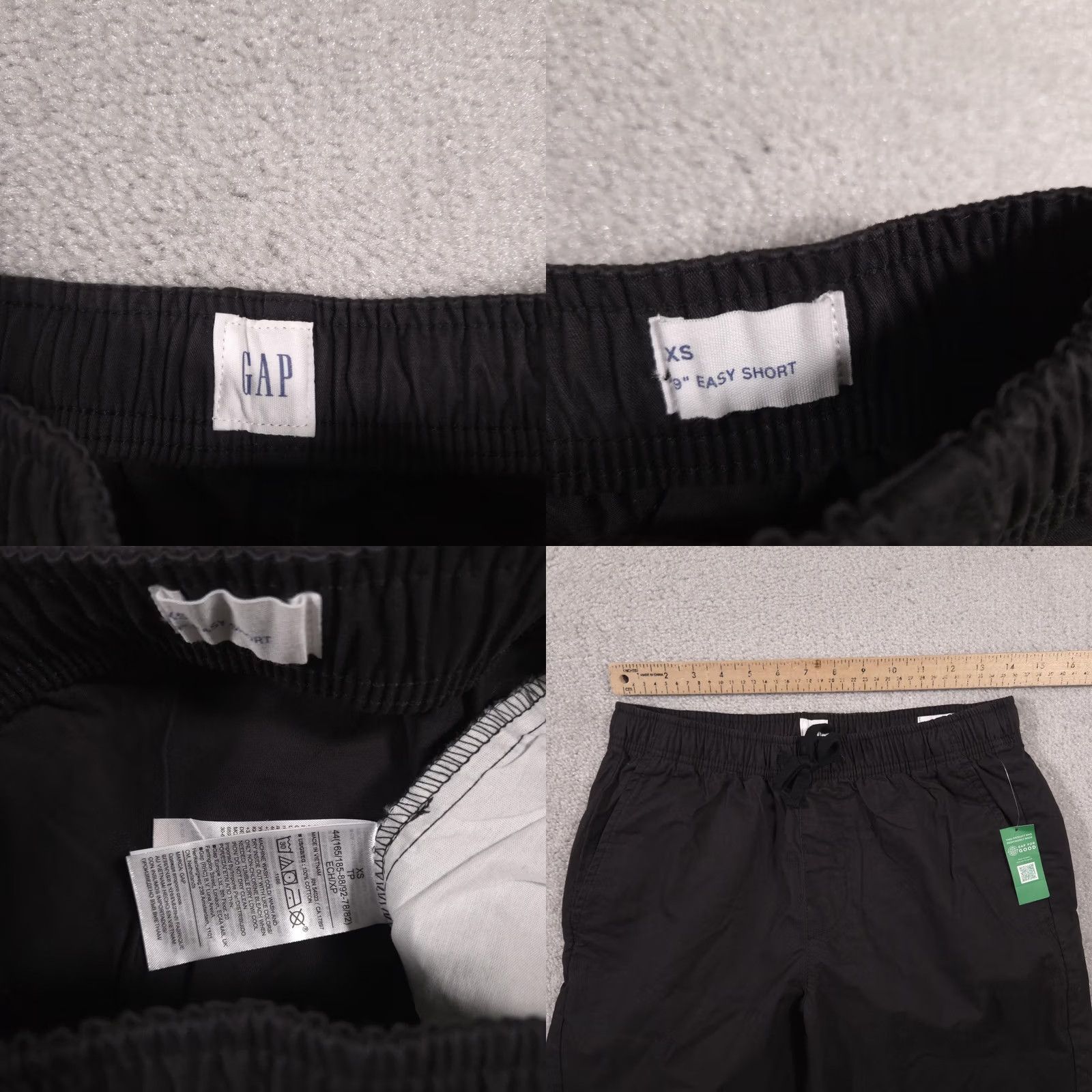 Gap Gap Mens XS Black 9 Inch Easy Short Elastic Waist Drawstring Pockets Chino Relaxed Casual Shirt Size US 27 - 8 Thumbnail