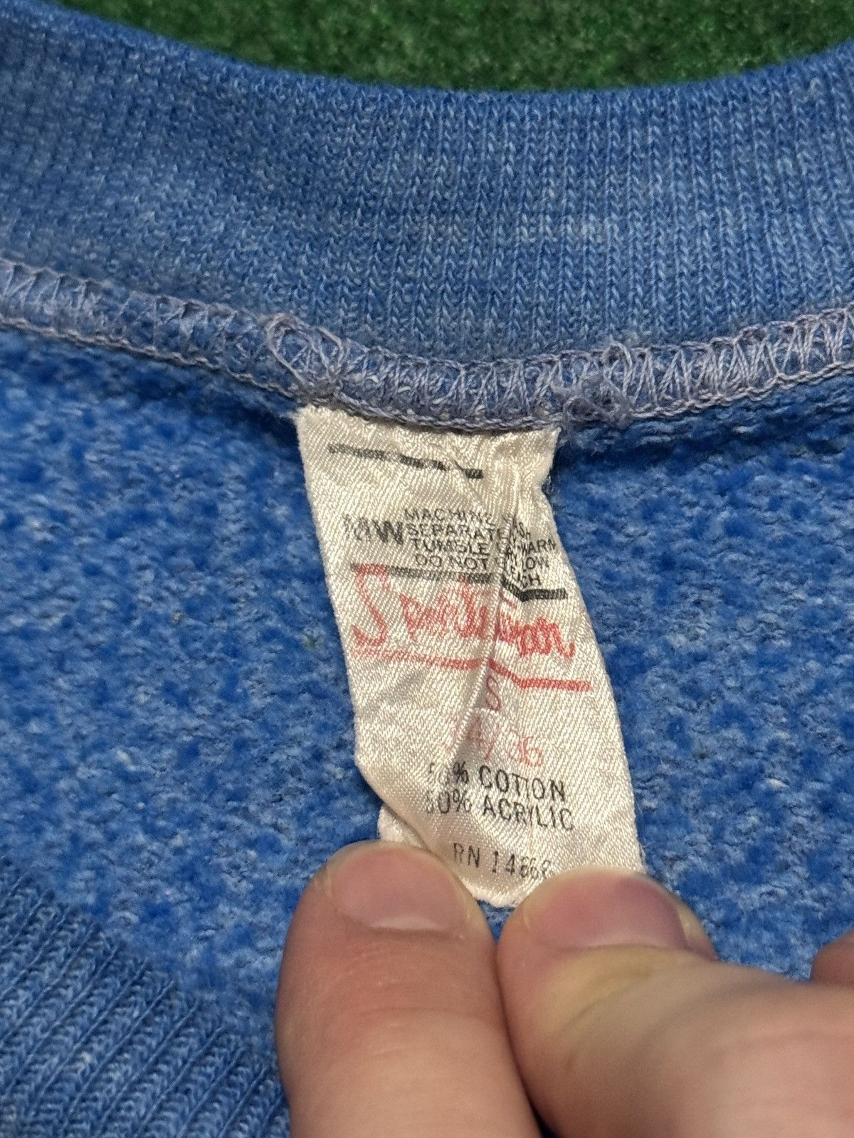 Vintage Vintage 70s Flocked Light Blue Faded XS 20x22 Sweatshirt Size US XS / EU 42 / 0 - 3 Thumbnail