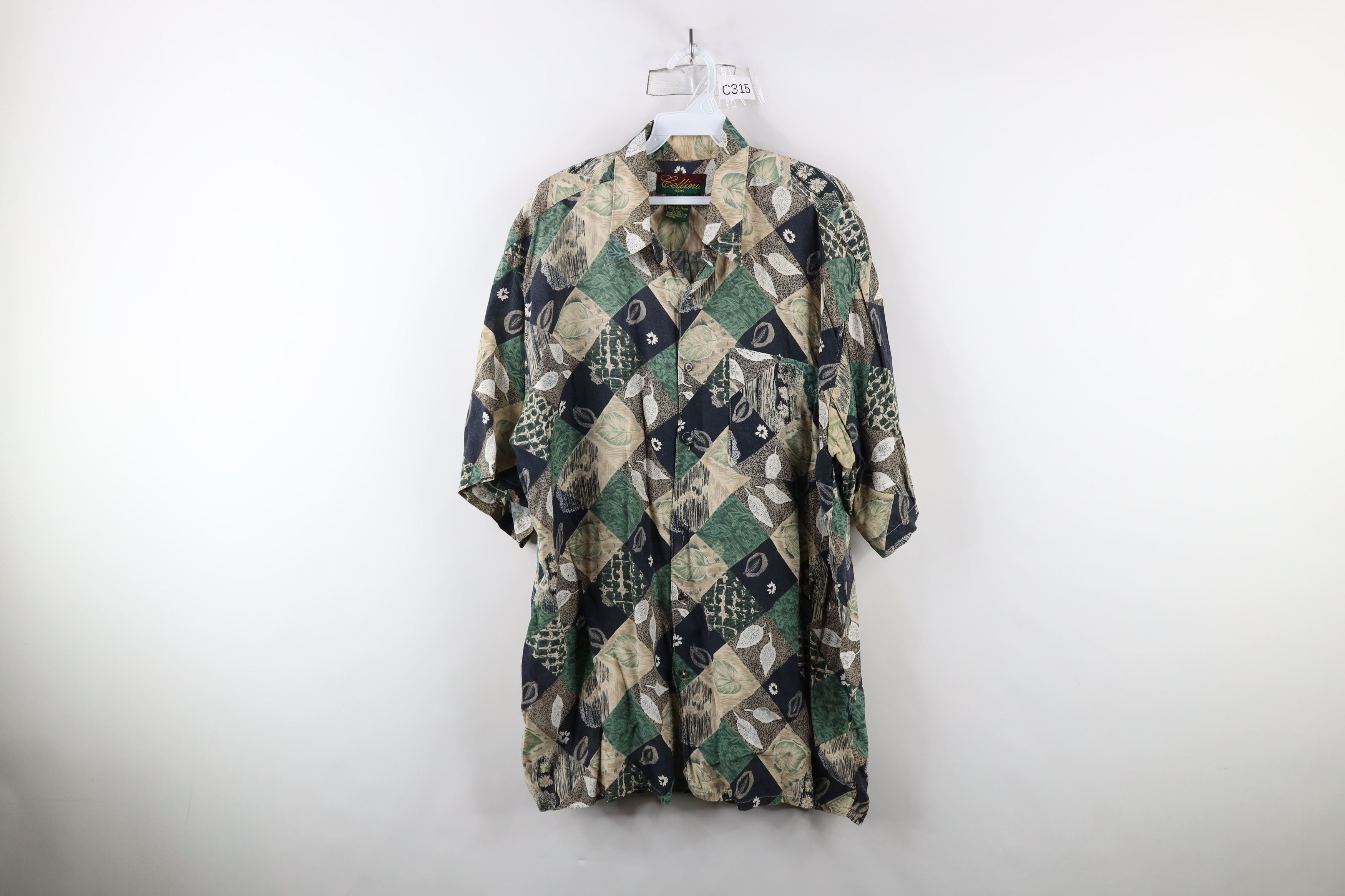 Vintage Vintage 90s Streetwear Leaf Rayon Collared Button Shirt Size US L / EU 52-54 / 3 - 1 Thumbnail