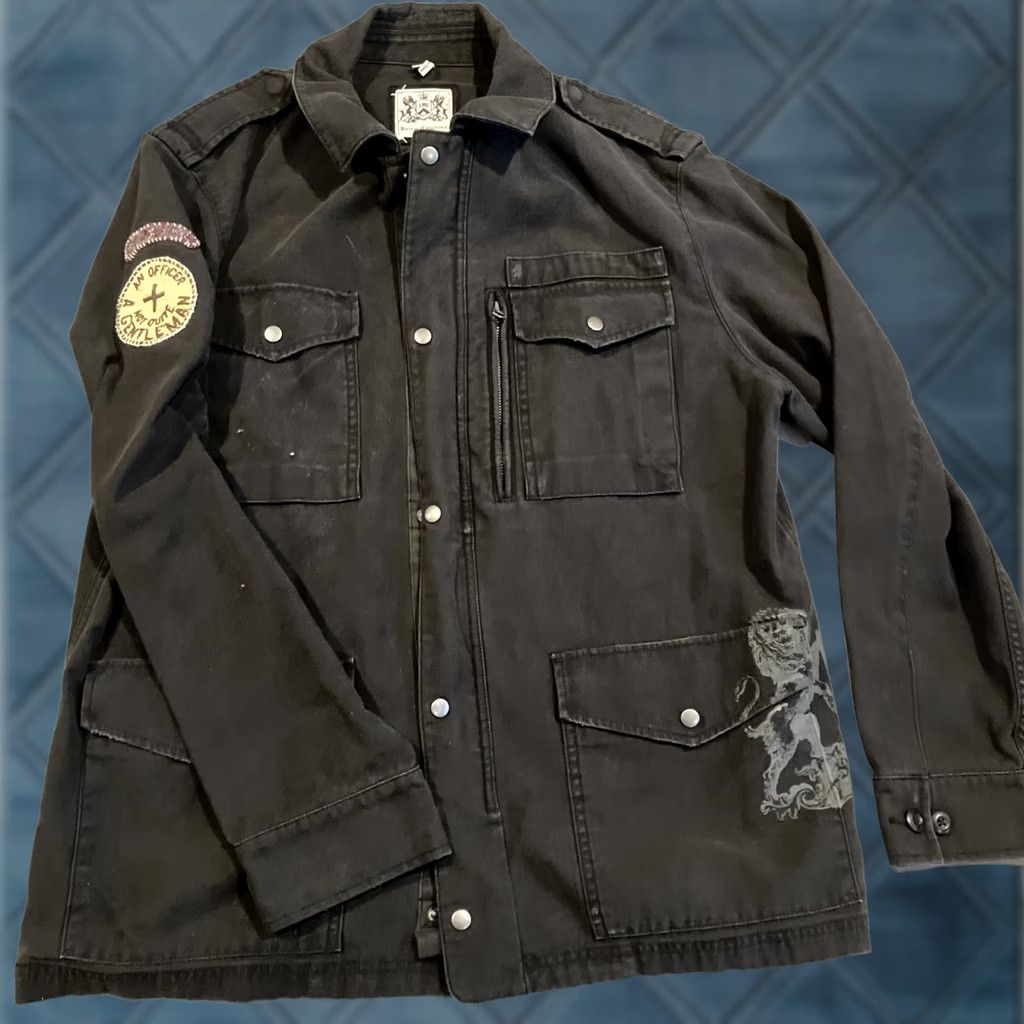 Juicy Couture VINTAGE Juicy Couture Black Military Jacket AN OFFICER NOT QUITE A GENTLEMAN XL Jacket Mens Military Jacket Black XL Juicy Couture Size US XL / EU 56 / 4 - 1 Thumbnail