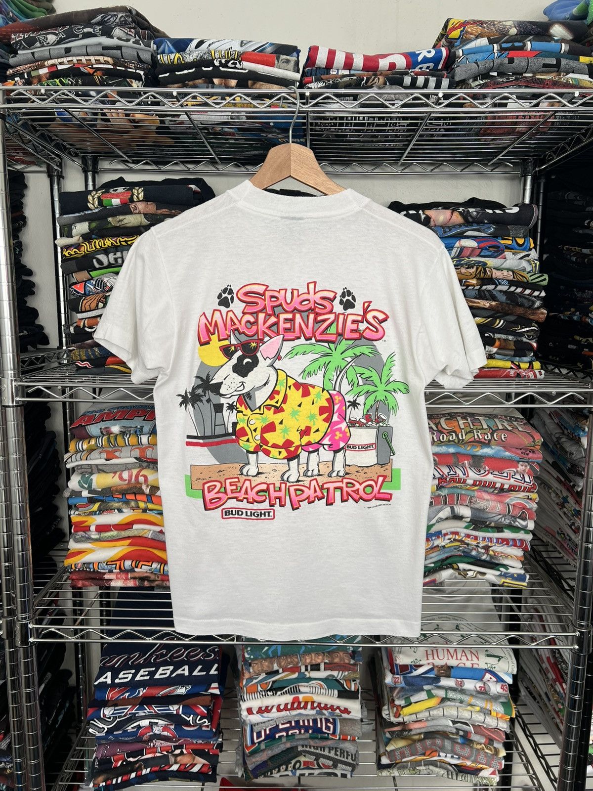 Budweiser 1986 Bud Light Spuds Mackenzie’s Beach Patrol 80s Beer Tee Size US M / EU 48-50 / 2 - 1 Thumbnail
