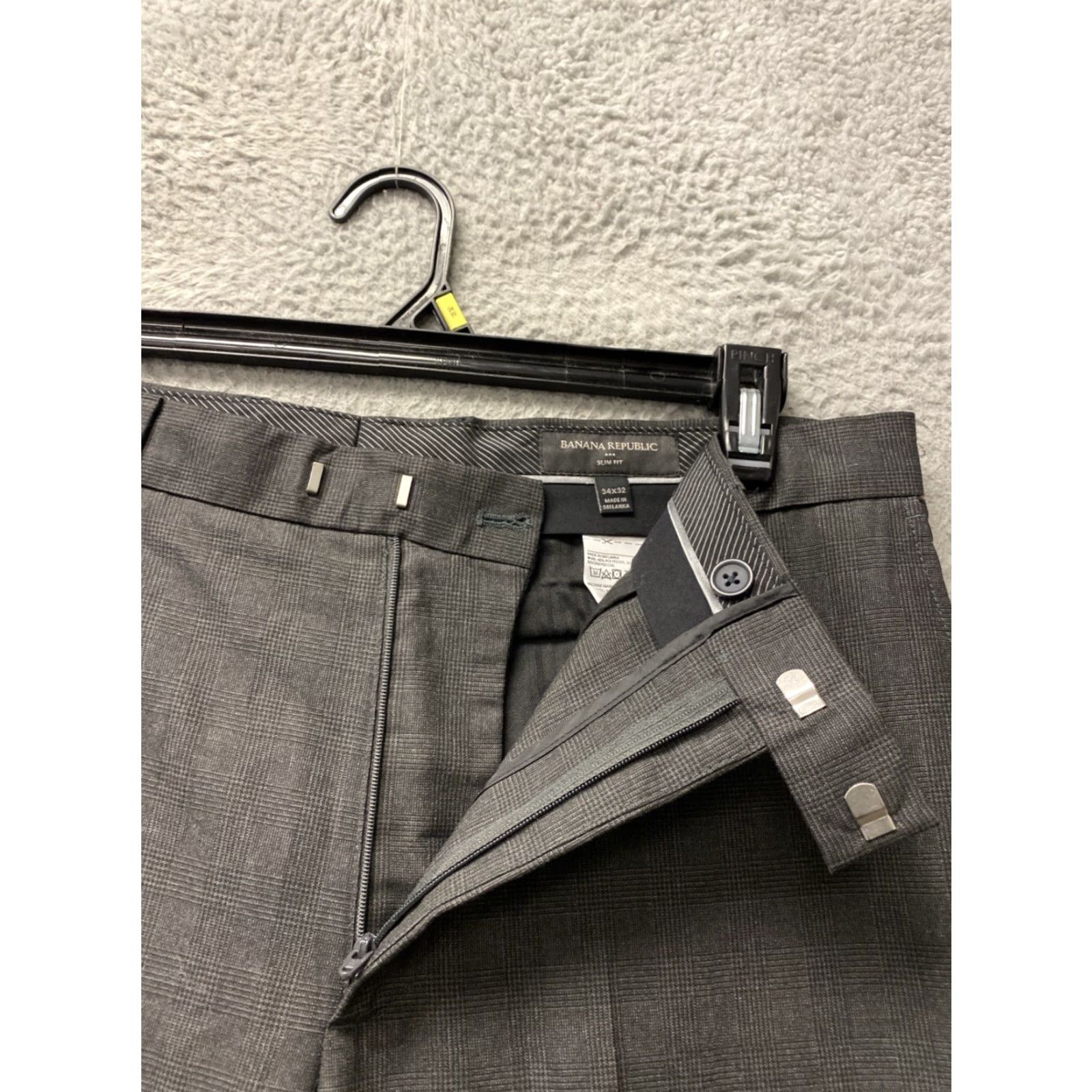 Banana Republic Banana Republic Dress Pants Mens 34x34 Gray Glenn Plaid /0345 Slim Fit Chino Straight Leg Casual Spring Summer Size US 34 / EU 50 - 4 Thumbnail