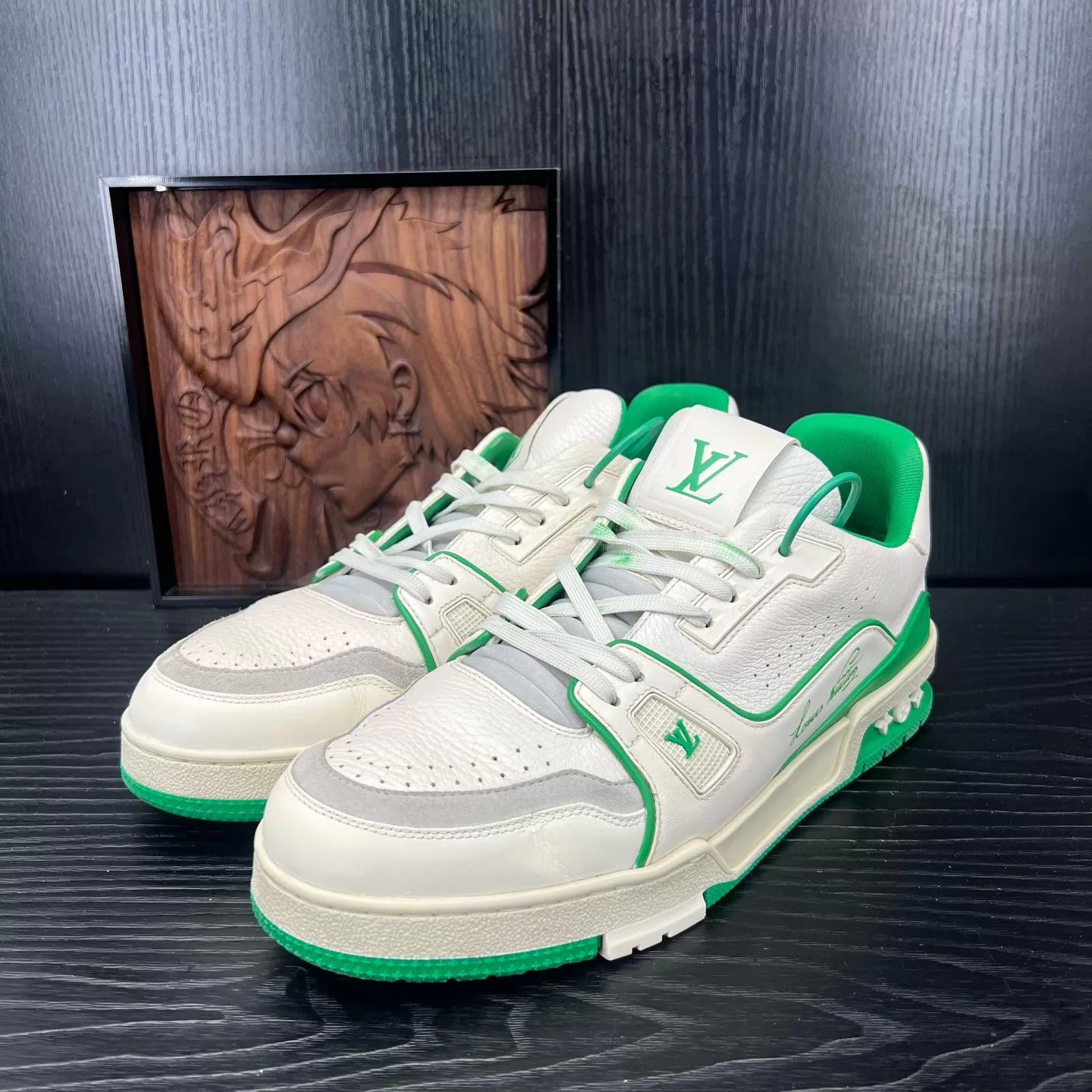 Louis Vuitton LV Trainer White Green 43 (Like New, Original Box) Size US 10 / EU 43 - 1 Thumbnail