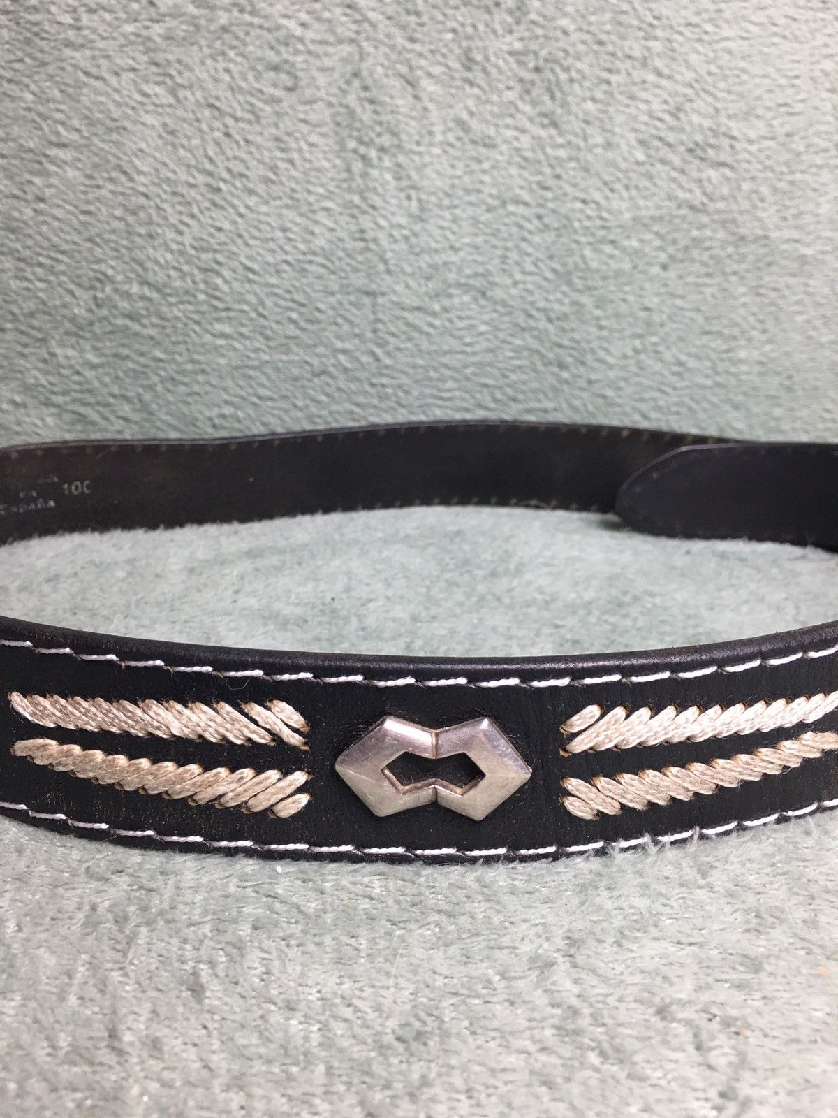 Sendra × Vintage SENDRA Vintage Embroidery Leather Ceramic Buckle Belt Sz 100 Size ONE SIZE - 9 Thumbnail