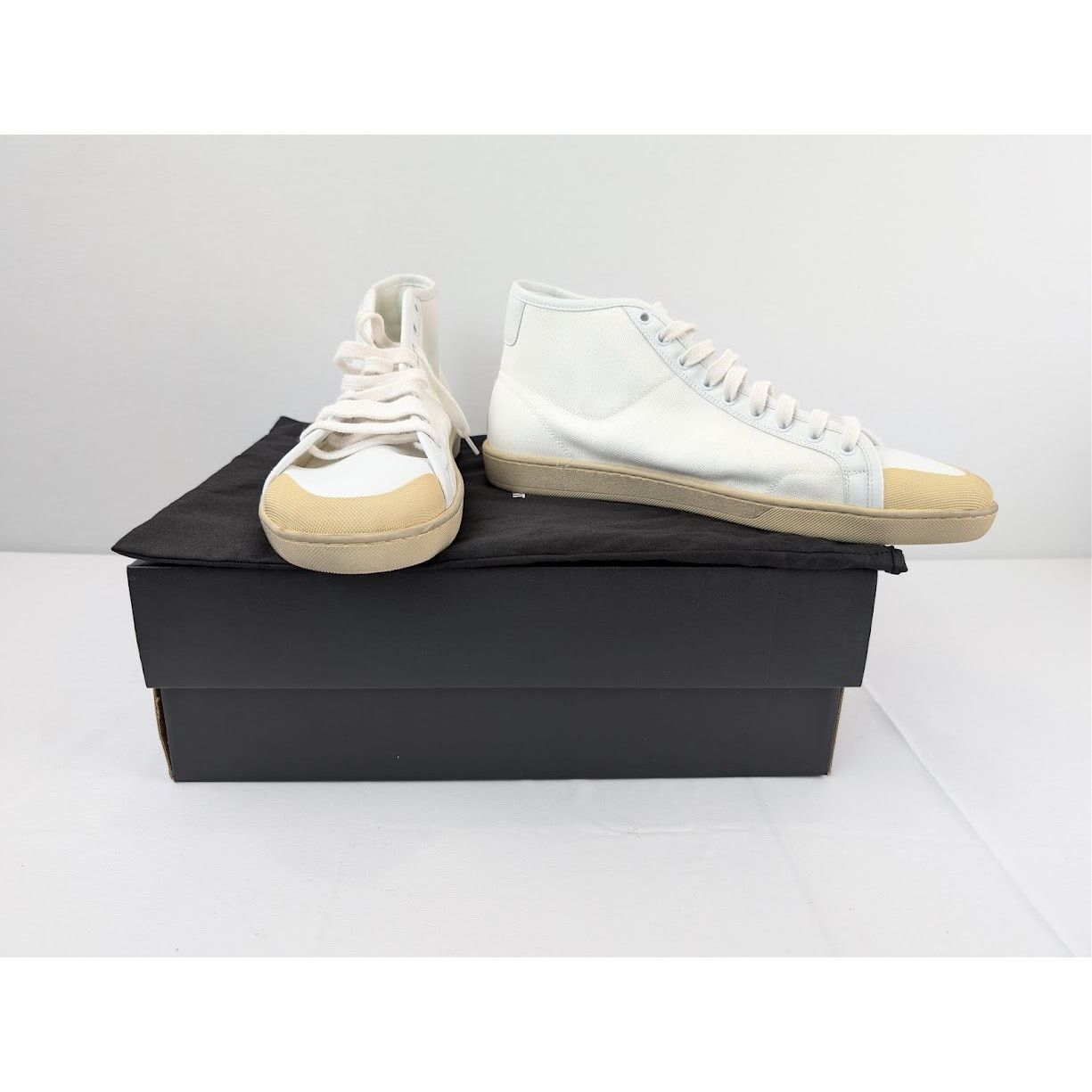 Saint Laurent Paris o1rshd1 Mid-Top Sneakers in Off-White Size US 12 / EU 45 - 18 Thumbnail