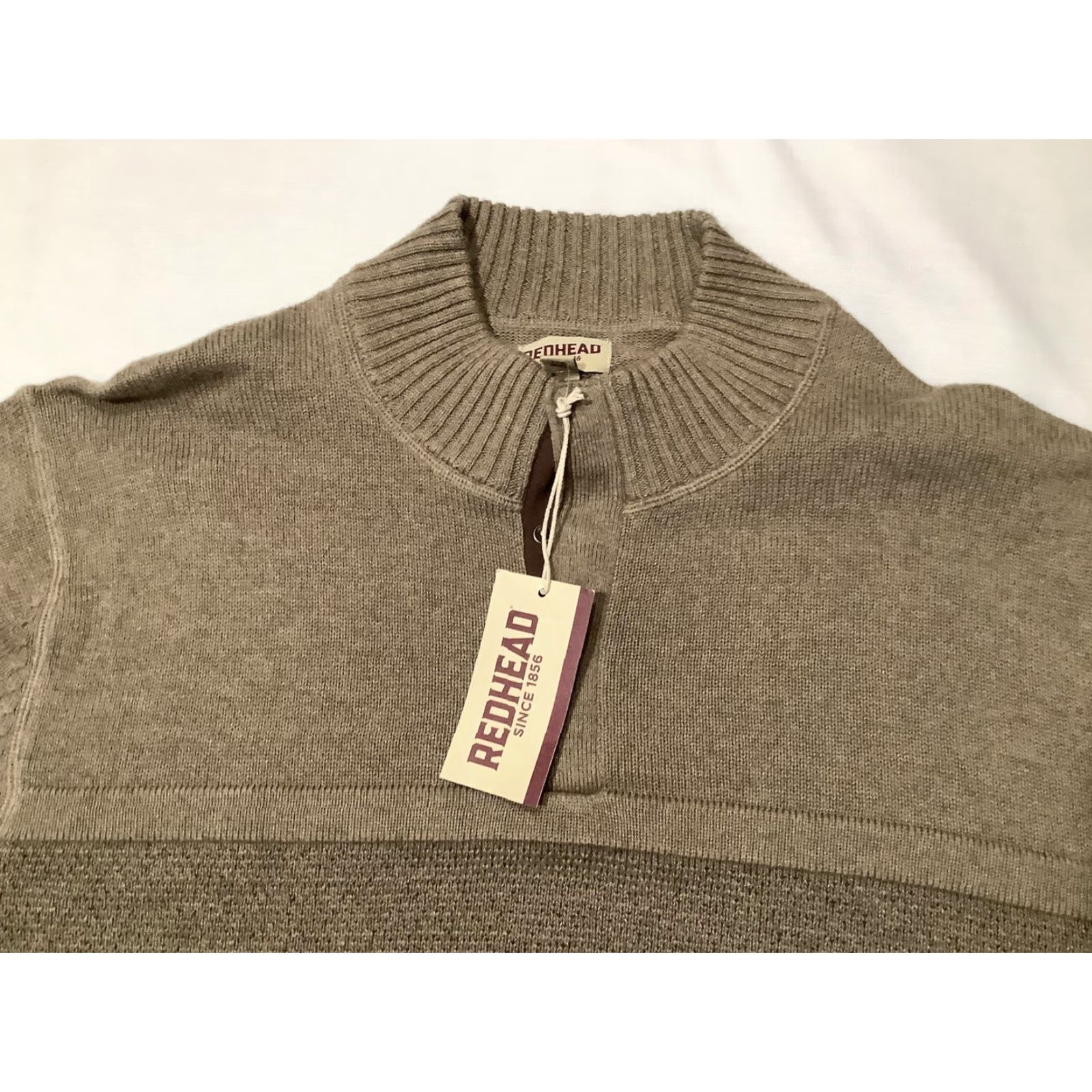 Vintage RedHead Sweater Mens 2XL Beige Waffle Knit Henley Mock Neck Pullover Outdoor Size US XXL / EU 58 / 5 - 2 Thumbnail