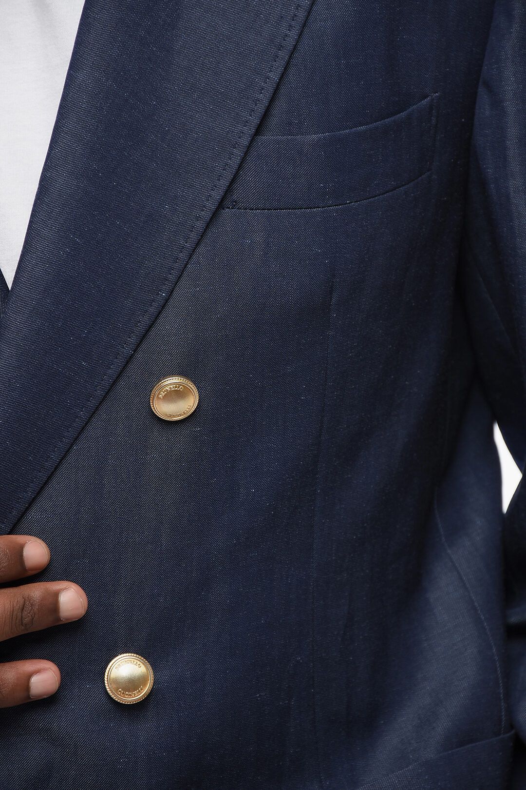 Brunello Cucinelli og1mm0725 Double-breasted Linen Blend Blazer in Blue Size US XL / EU 56 / 4 - 3 Thumbnail