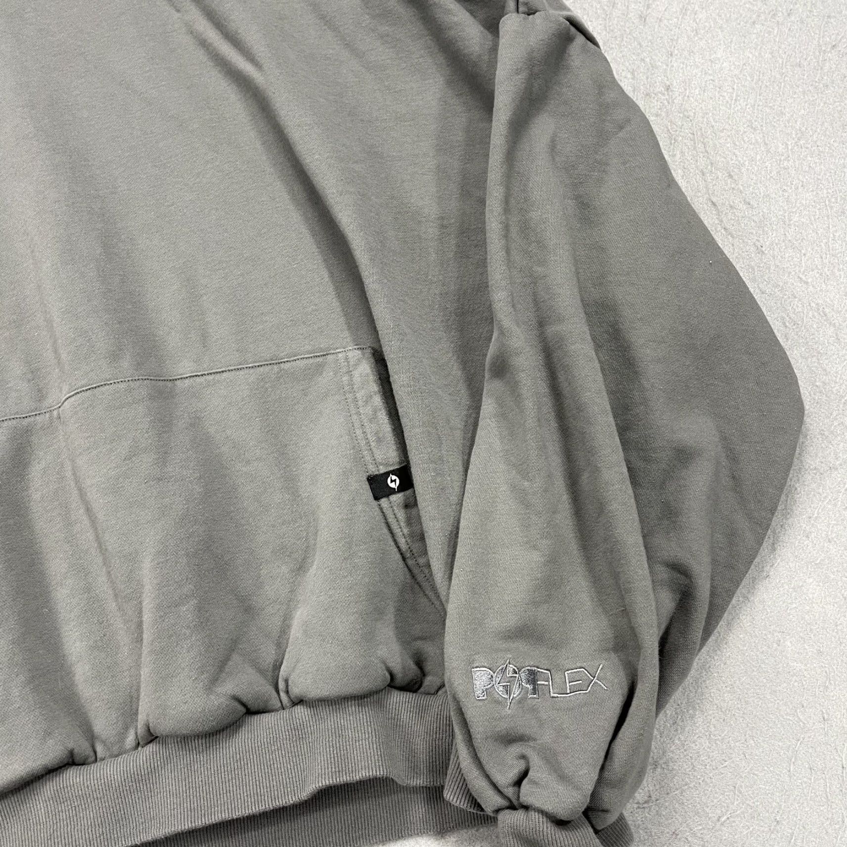 Vintage POPFLEX Hoodie Womens XL Gray Fleece Sweatshirt Gym Oversized Athleisure Pullover Zip Pocket Embroidered Logo Size XL / US 12-14 / IT 48-50 - 3 Thumbnail