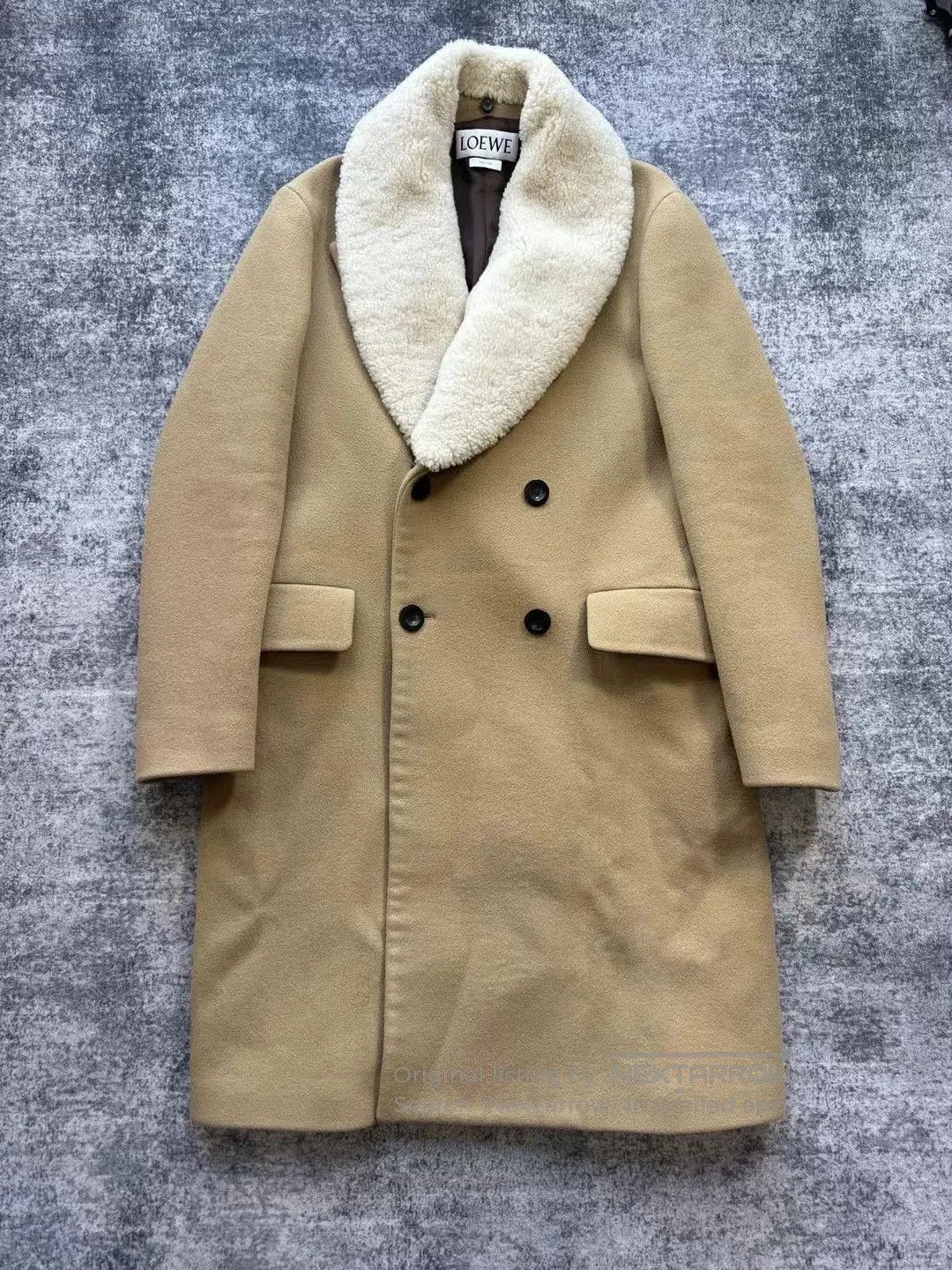 Loewe Loewe Khaki Fur Collar Wool Cashmere Coat. Size US S / EU 44-46 / 1 - 1 Thumbnail