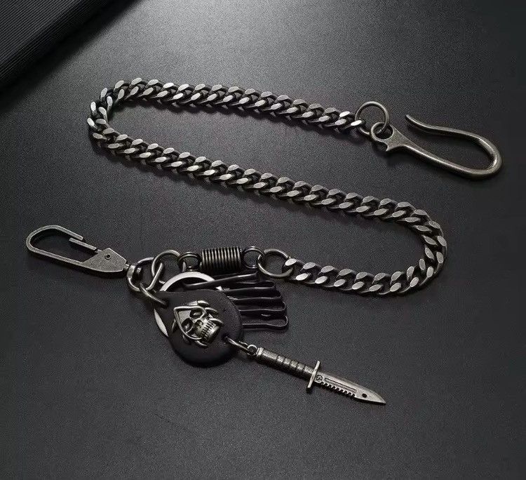 Jewelry Y2K Punk Goth Emo Skull Knife Wallet Chain Size ONE SIZE - 4 Thumbnail