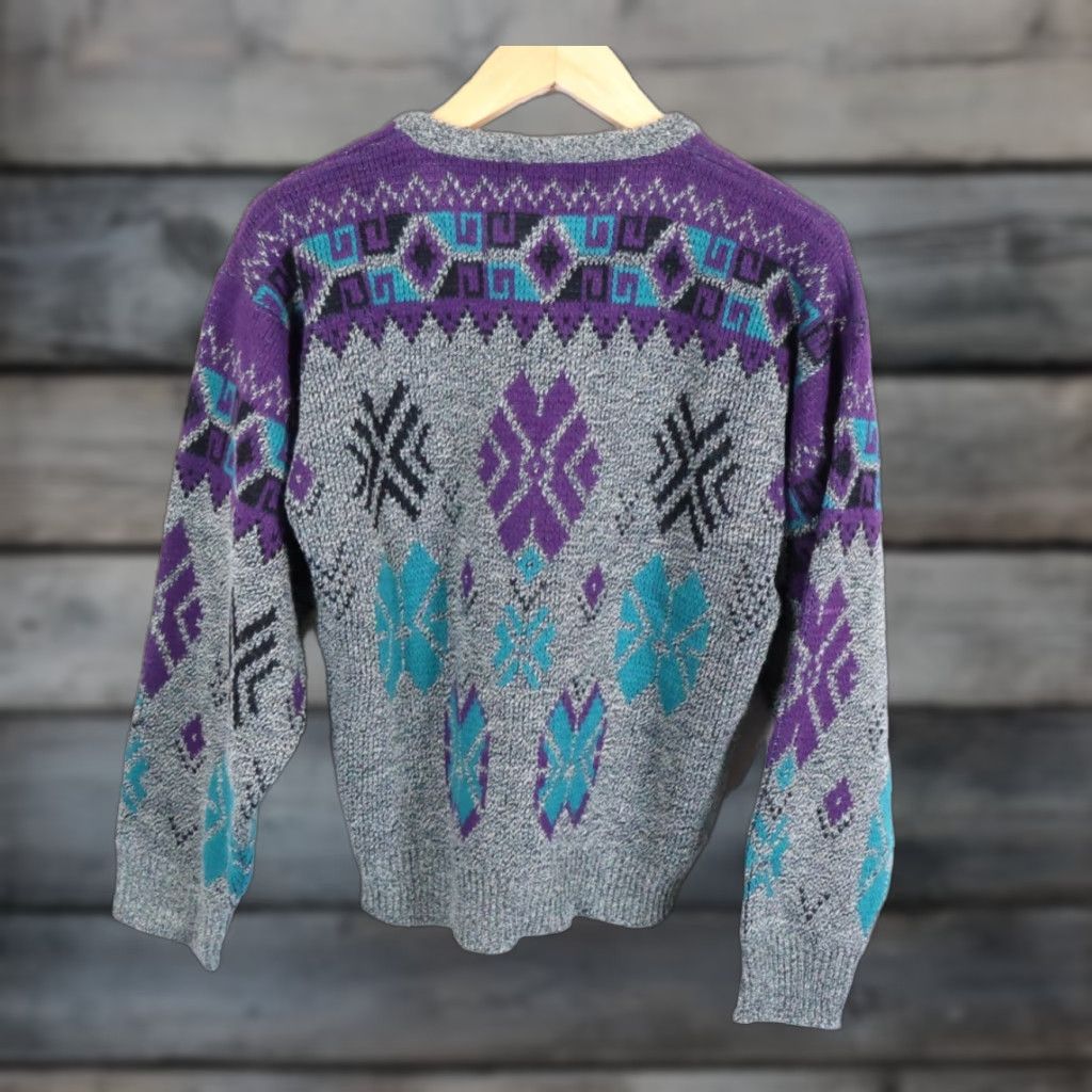Vintage VINTAGE CC Sport Sweater Mens L Gray Geometric Acrylic Knit Pullover 90s Style Size US L / EU 52-54 / 3 - 1 Thumbnail