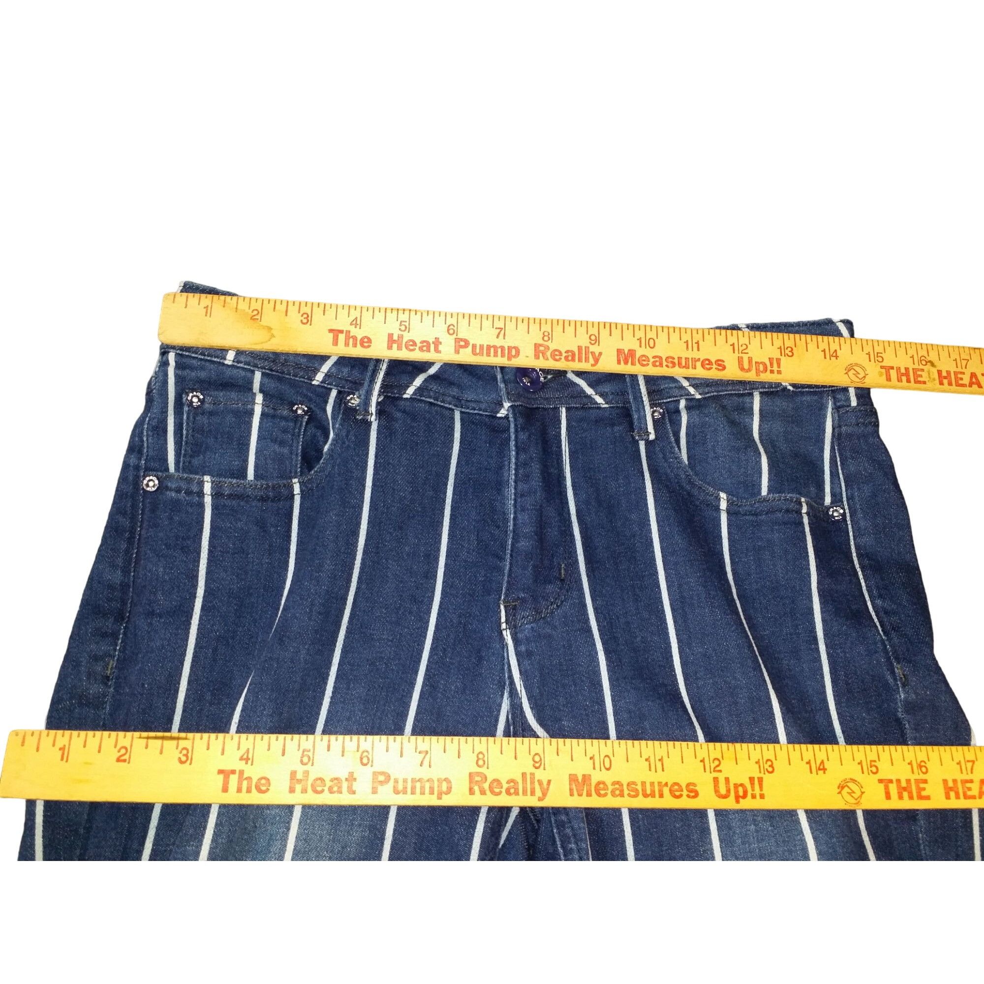 Grace in LA Grace In LA Jeans Women Sz 27 Pinstripe Flare Frayed Bell Bo Size 27" / US 4 / IT 40 - 3 Thumbnail