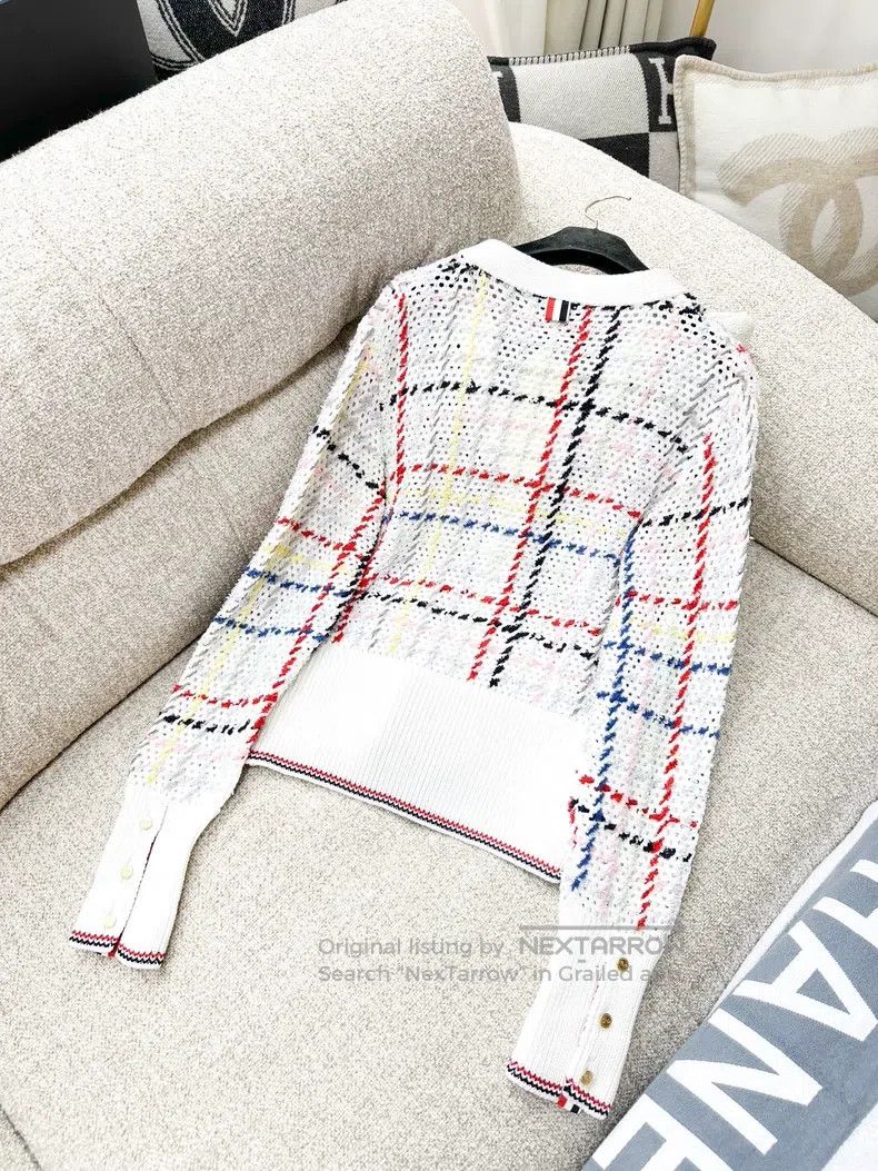 Thom Browne Thom Browne White Colorful Plaid Long Sleeve Knit Cardigan Size XS / US 0-2 / IT 36-38 - 3 Thumbnail
