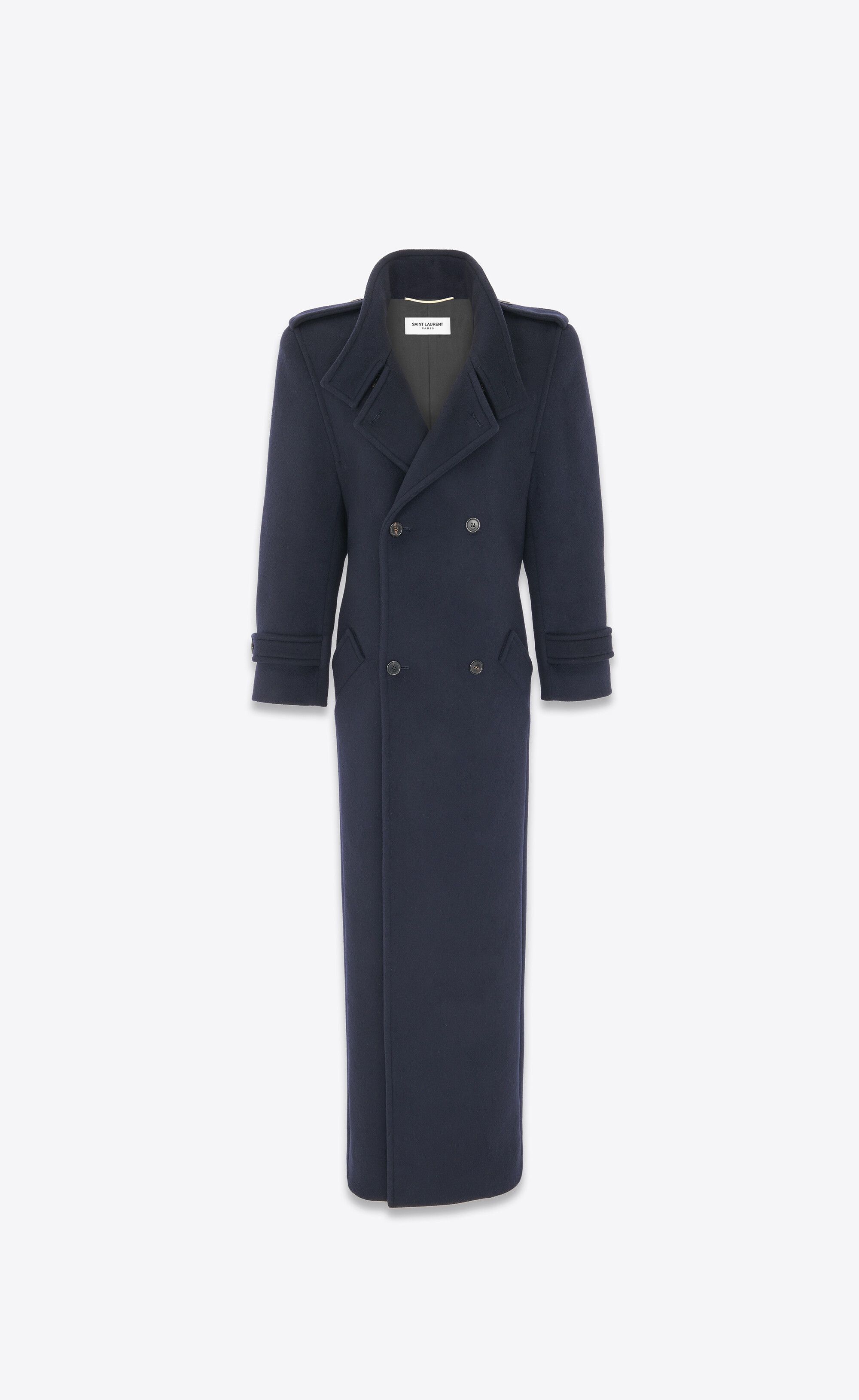 コート Saint Laurent Navy blue wool oversize coat Saint Laurent Rive Gauche Vintage Navy Blue Wool Cape Trench