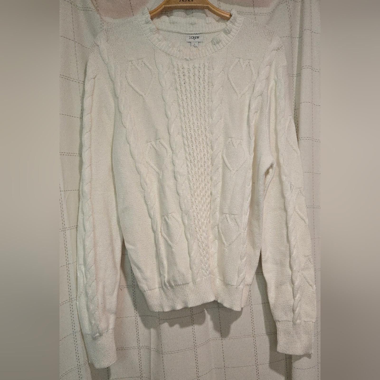 J.Crew J Crew Cable-knit hearts crewneck sweater Size L / US 10 / IT 46 - 3 Thumbnail