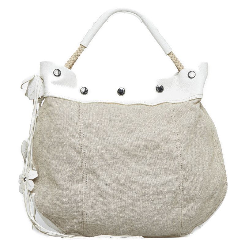 Prada Prada Prada Canvas Leather Handbag Beige White Canvas Handbag in Very Good Condition Size ONE SIZE - 1 Thumbnail