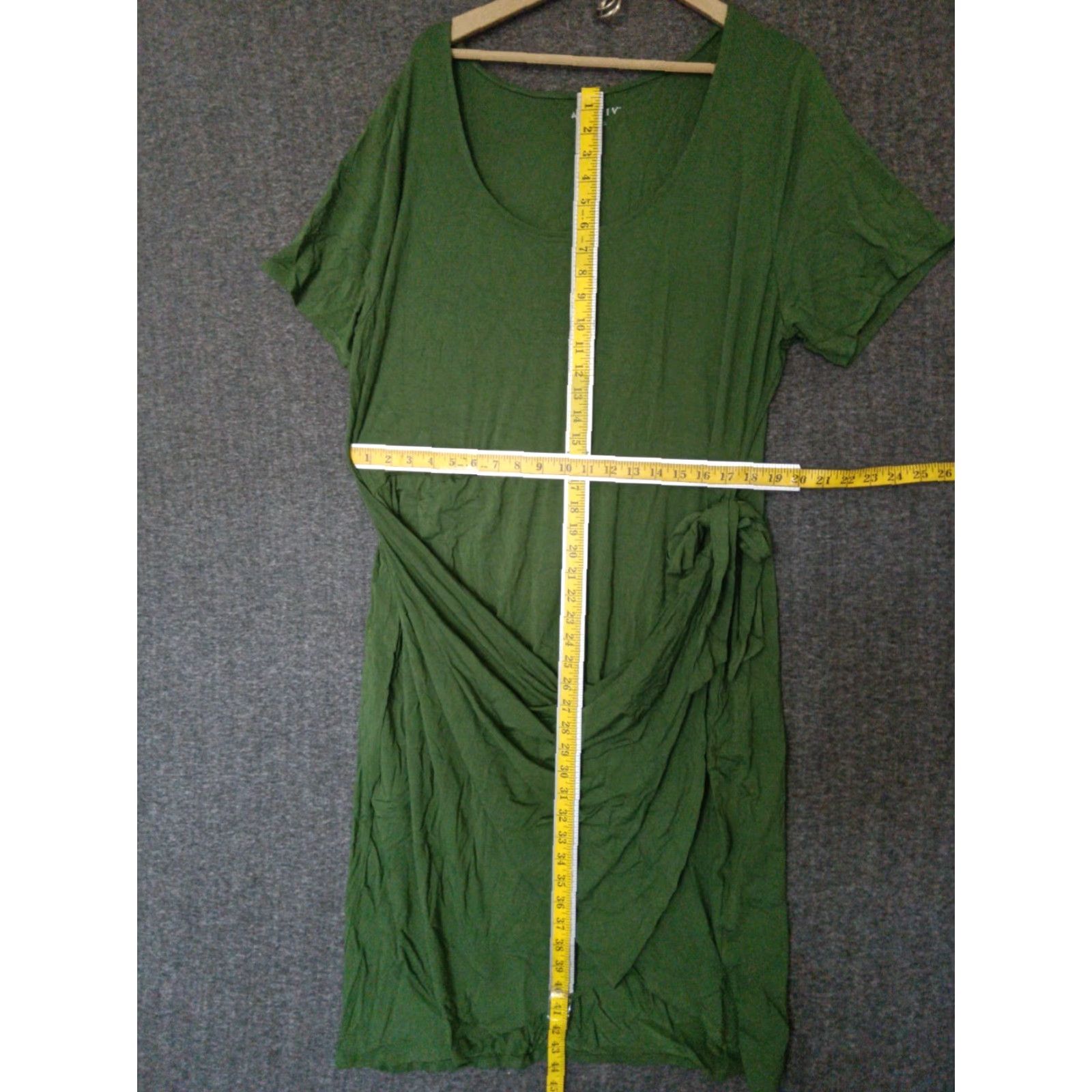Vintage Ava & Viv Olive Green Stretch Sarong Faux Wrap Style Dress 2X Womens Dress Olive Green Stretch Sarong Faux Wrap Style Dress 2X Ava & Viv Size XXL / US 16-18 / IT 52-54 - 4 Thumbnail