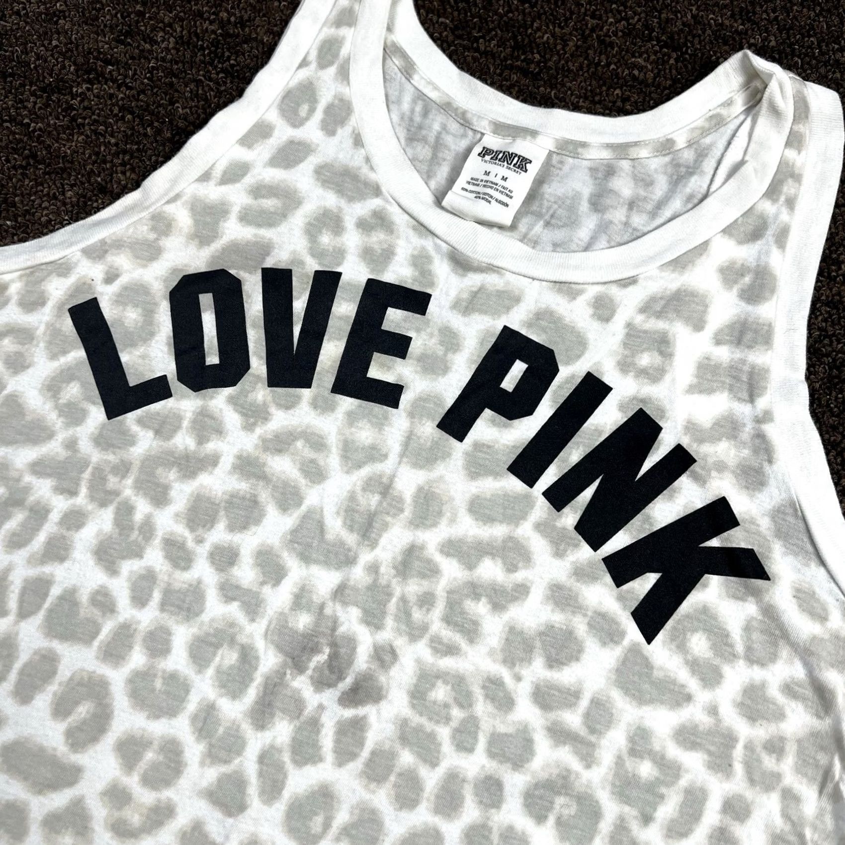 Victoria's Secret Victoria's Secret PINK Womens Medium Gray Animal Print Athletic Tank Top Shirt Size M / US 6-8 / IT 42-44 - 4 Thumbnail