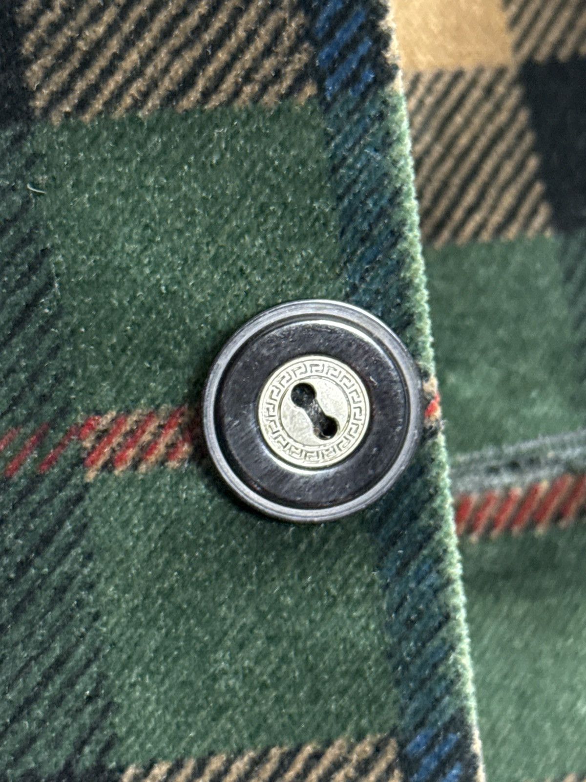 Vintage VINTAGE 1980’s Green and Black Plaid Velvet Button-Up Jacket Size US L / EU 52-54 / 3 - 5 Thumbnail