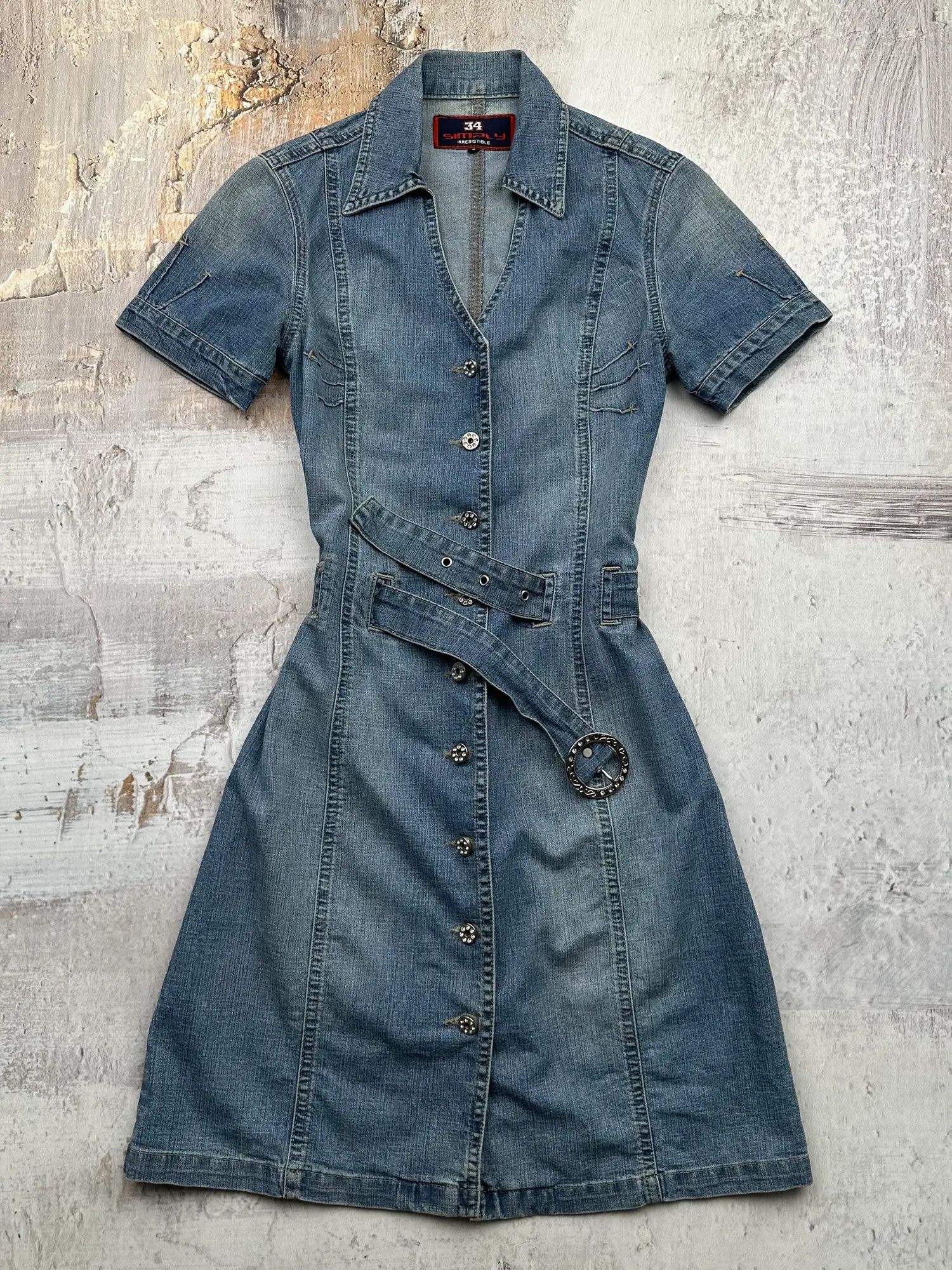 image of Avant Garde Vintage Amazing Denim Flare Dress in Blue, Women's (Size Small)
