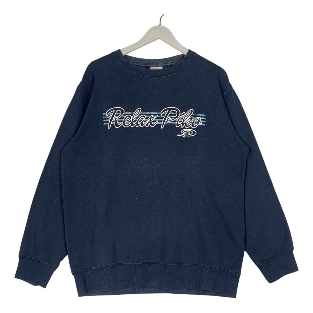Designer × Vintage Vintage Piko Hawaiian Printed Crewneck Sweatshirt Navy Blue Size US L / EU 52-54 / 3 - 1 Thumbnail