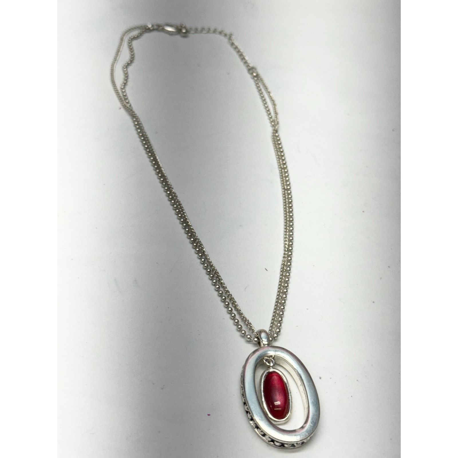 Vintage Vintage silver tone double chain pendant necklace Size ONE SIZE - 2 Thumbnail