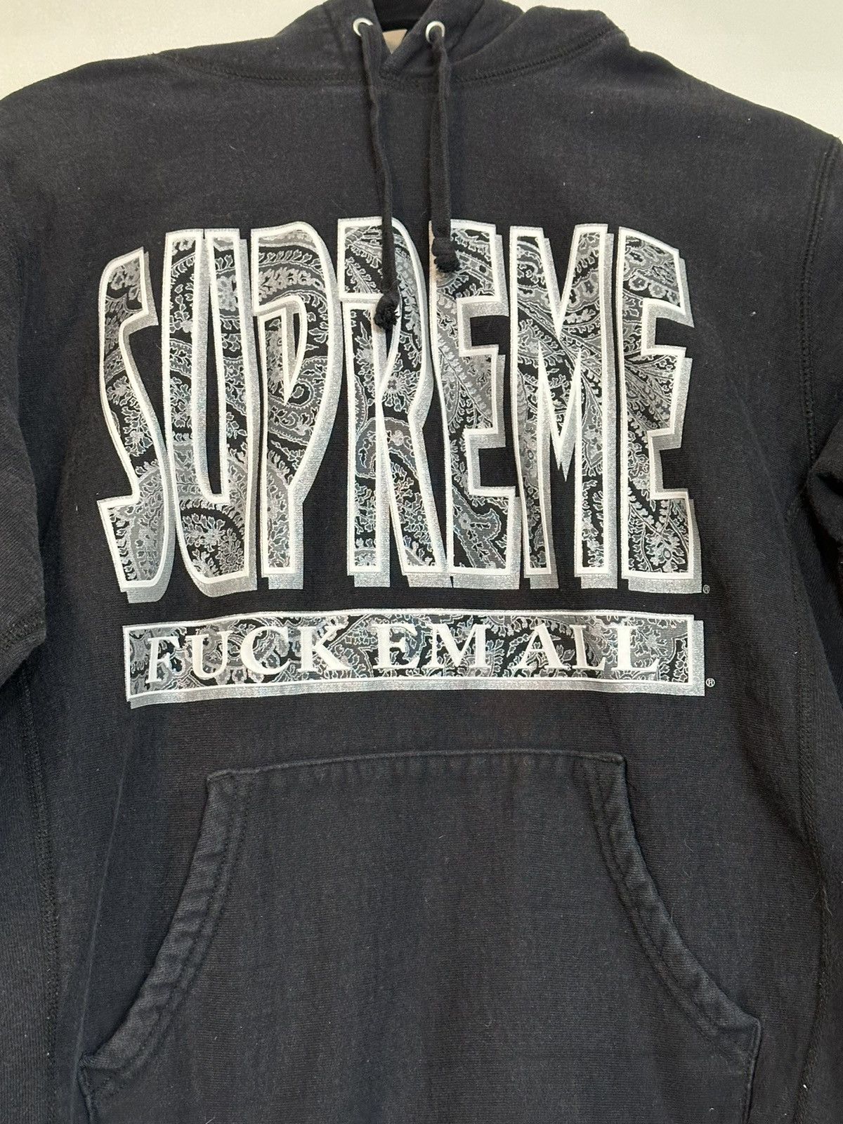 Image of Supreme Fuck Em All Hoodie Sweatshirt in Black, Men's (Size Small)