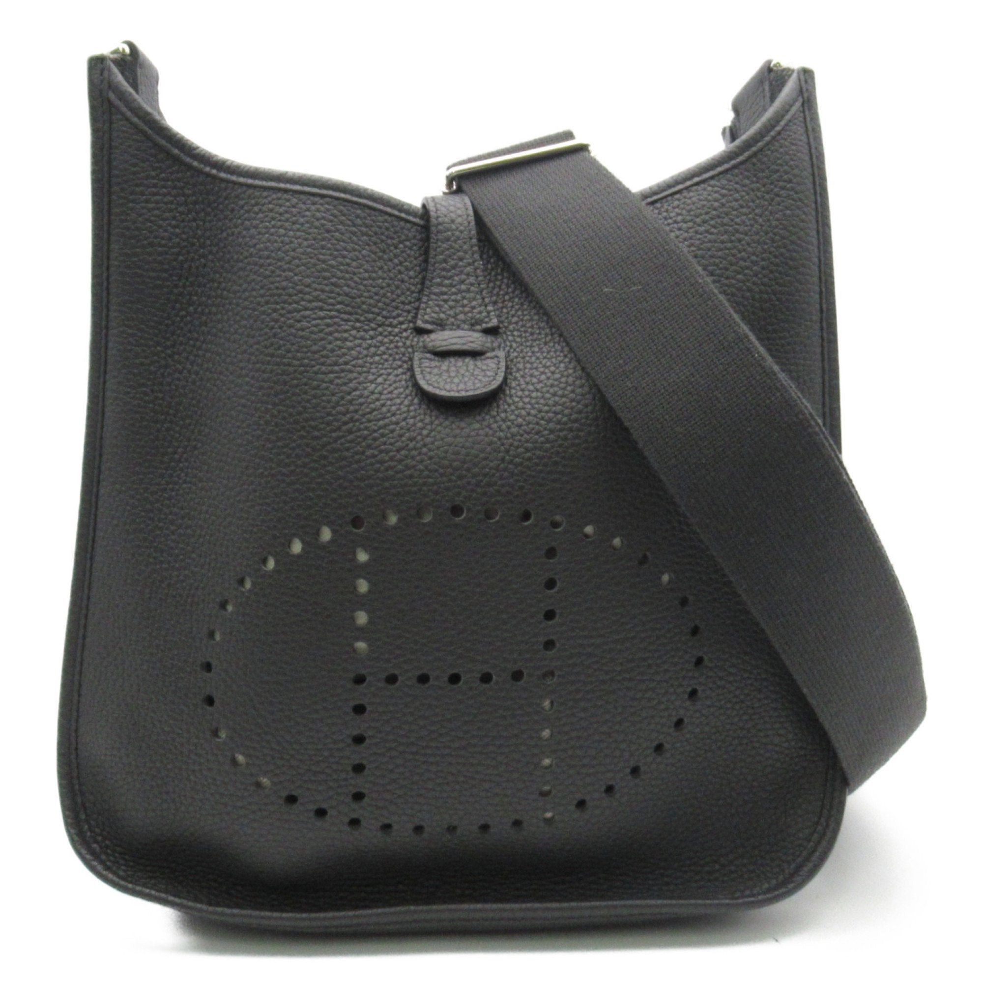 image of Hermes Evelyn 3Pm Black Shoulder Bag Black Noir Black Taurillon Clemence Leather, Women's